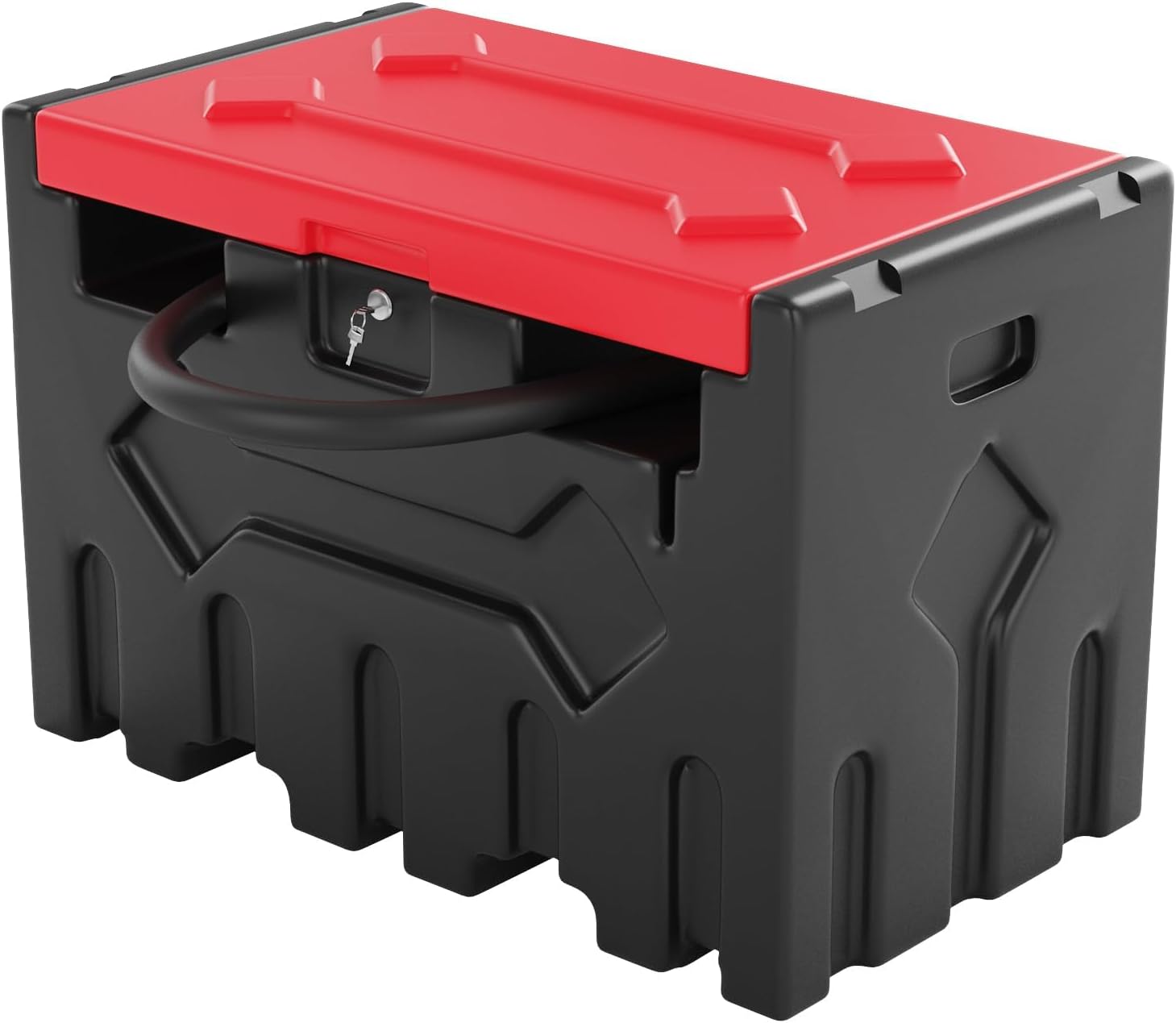 Qeetex SQY-PAU-3MEL57TK 52 Gallon Portable Diesel Fuel Tank With 12V Electric Transfer Pump High Flow Rate 10 GPM Durable Diesel Transfer Tank With 13ft Hose and Auto Nozzle for Easy Diesel Transportation Black and Red