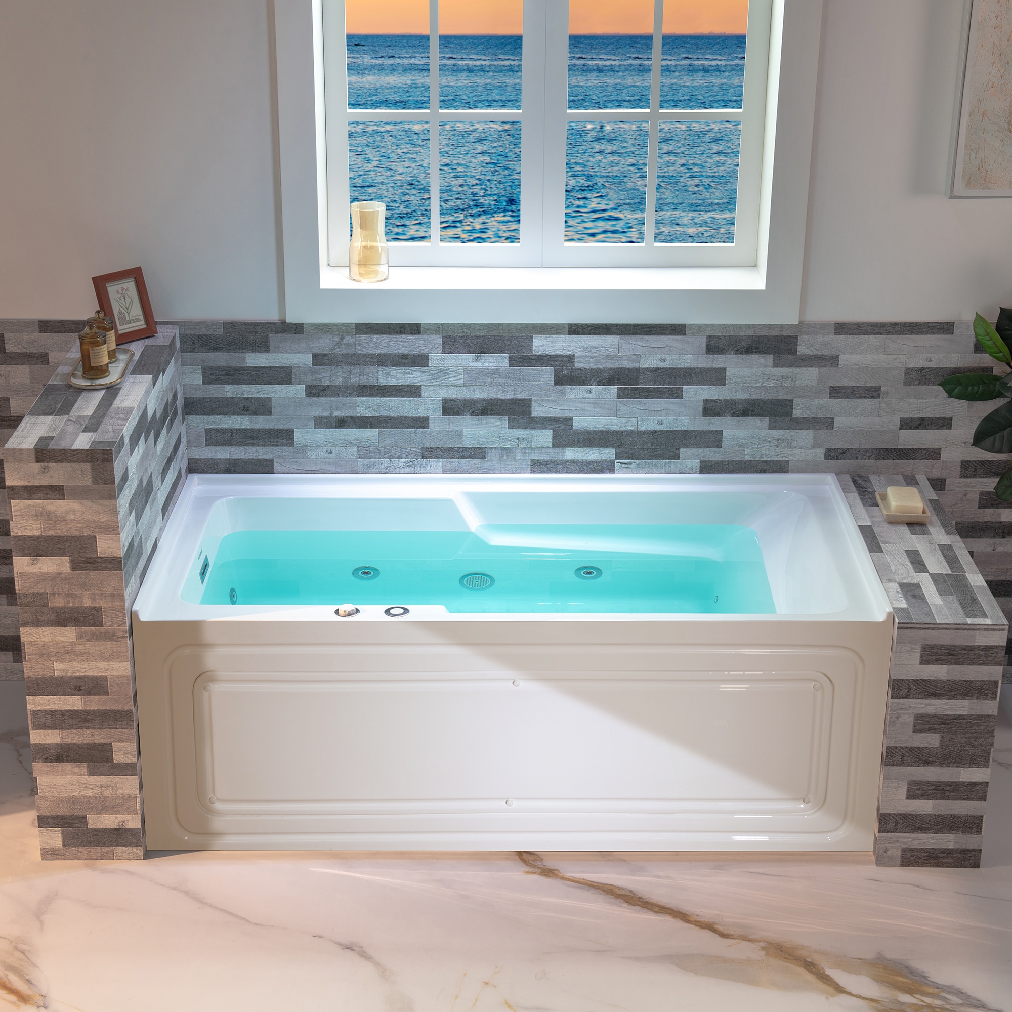 Woodbridge LB249 Parsippany 30-in x 60-in White with Chrome Trim Acrylic Rectangular Alcove Whirlpool tub with Drain ( Left Drain )