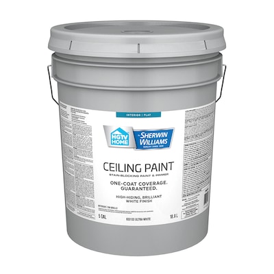 HGTV HOME by Sherwin-Williams Flat White Ceiling Paint and Primer (5-Gallon) Lowes.com