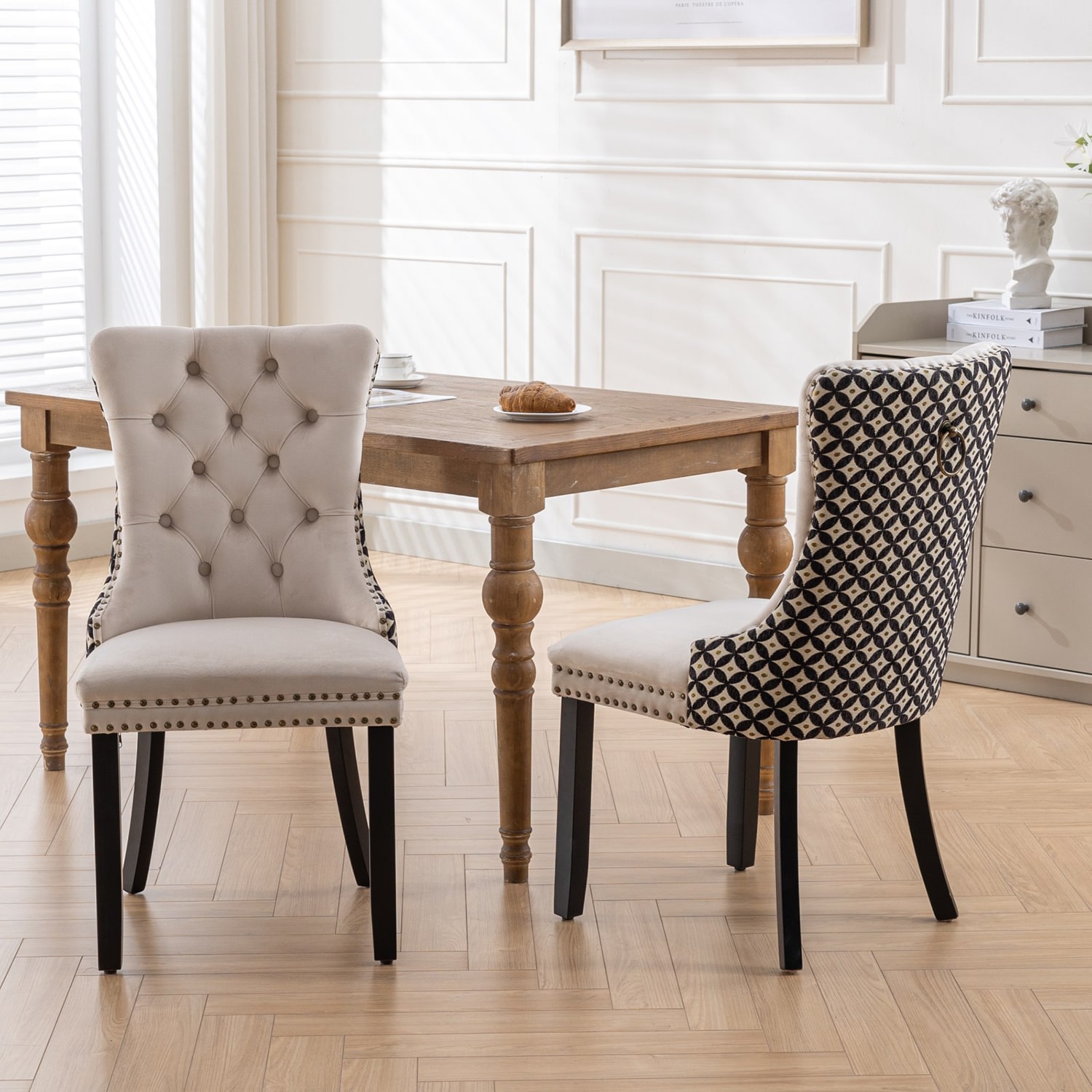 Mondawe MO-AA52035 Contemporary/Modern Velvet Upholstered Dining Side Chair (Wood Frame)