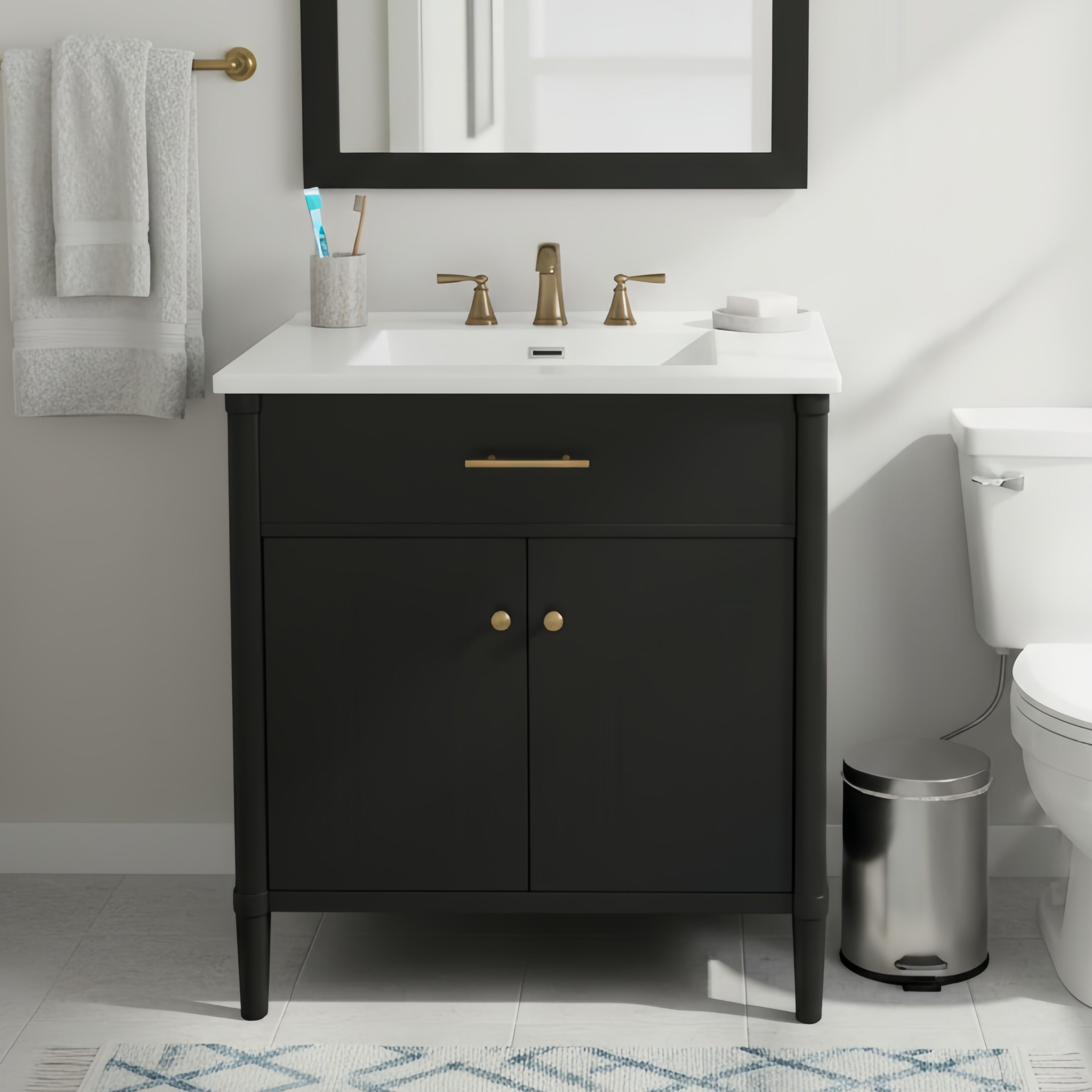 LOVMOR 30 Inch Bathroom Vanity with Sink Bathroom Cabinet with Soft ...