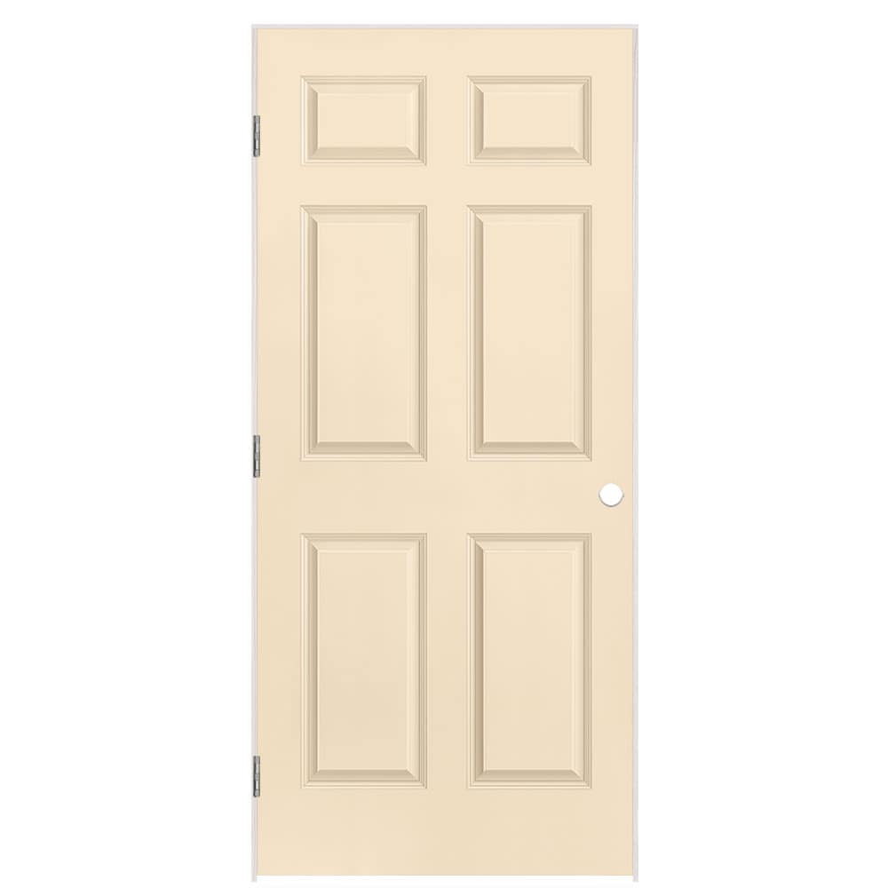 Masonite 1317354 36-in x 80-in Cream N Sugar Solid core 6-panel Right hand Smooth Prefinished Molded composite Flat Jamb Single Prehung Interior Door