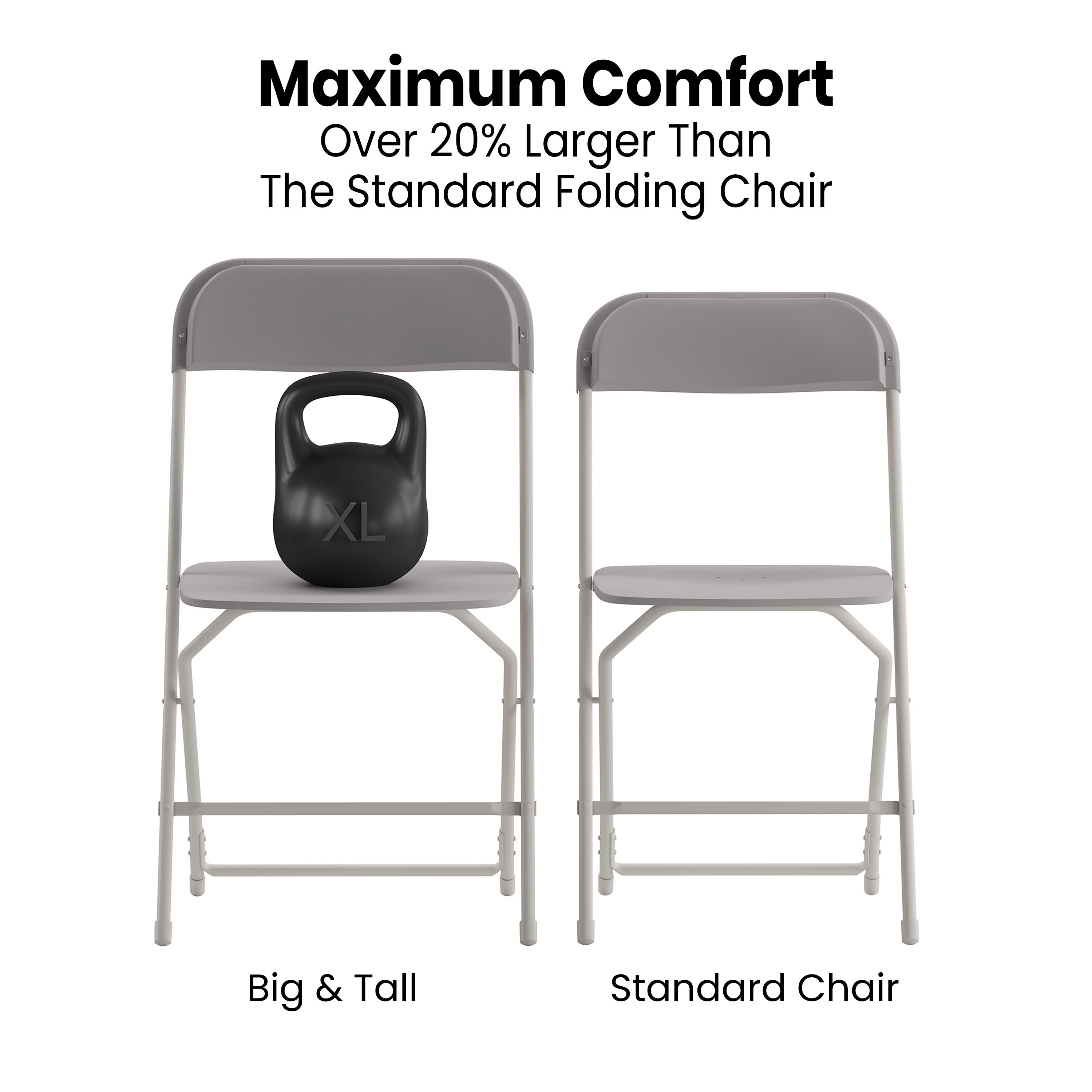 Extra Wide Gray Metal & Plastic Armless Reception Chair