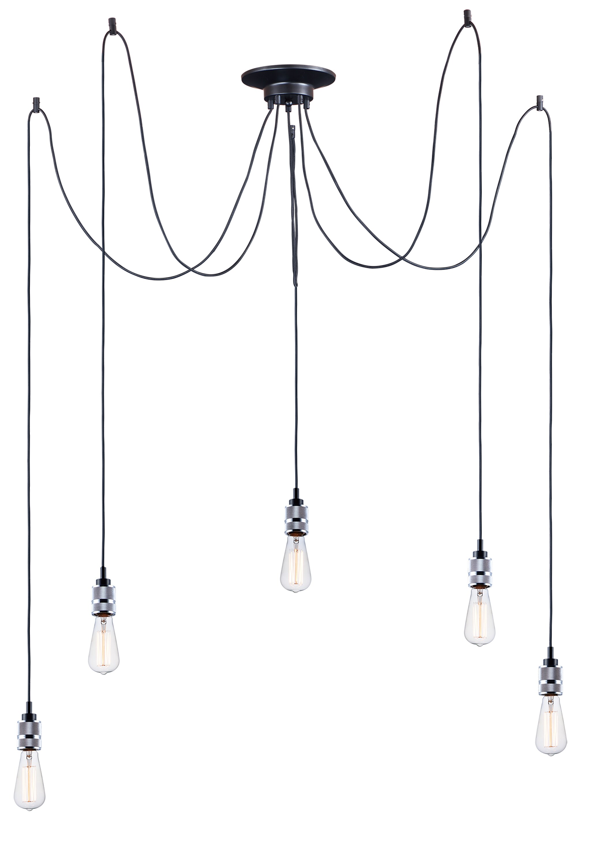 Maxim Lighting 12145PC Swagger 5 -Light Antique Chrome Transitional Bare bulb For Use in Bedrooms, Dining Rooms, Foyers, Kitchens, Living Rooms Chandelier