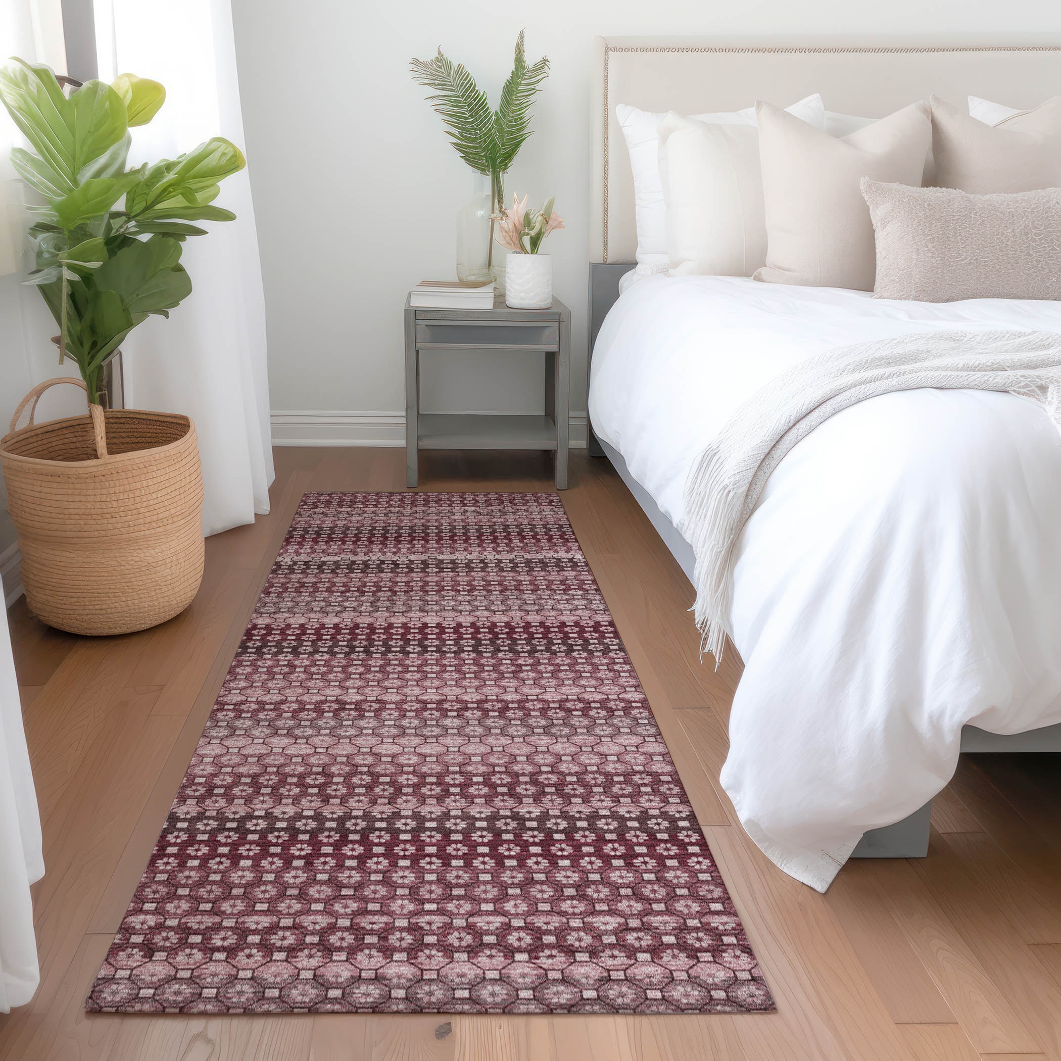 Addison Rugs ACN1421GA2X8 Chantille ACN1421GA 2 x 7 (ft) Polyester Garnet Rectangular Indoor/Outdoor Geometric Machine washable Runner rug