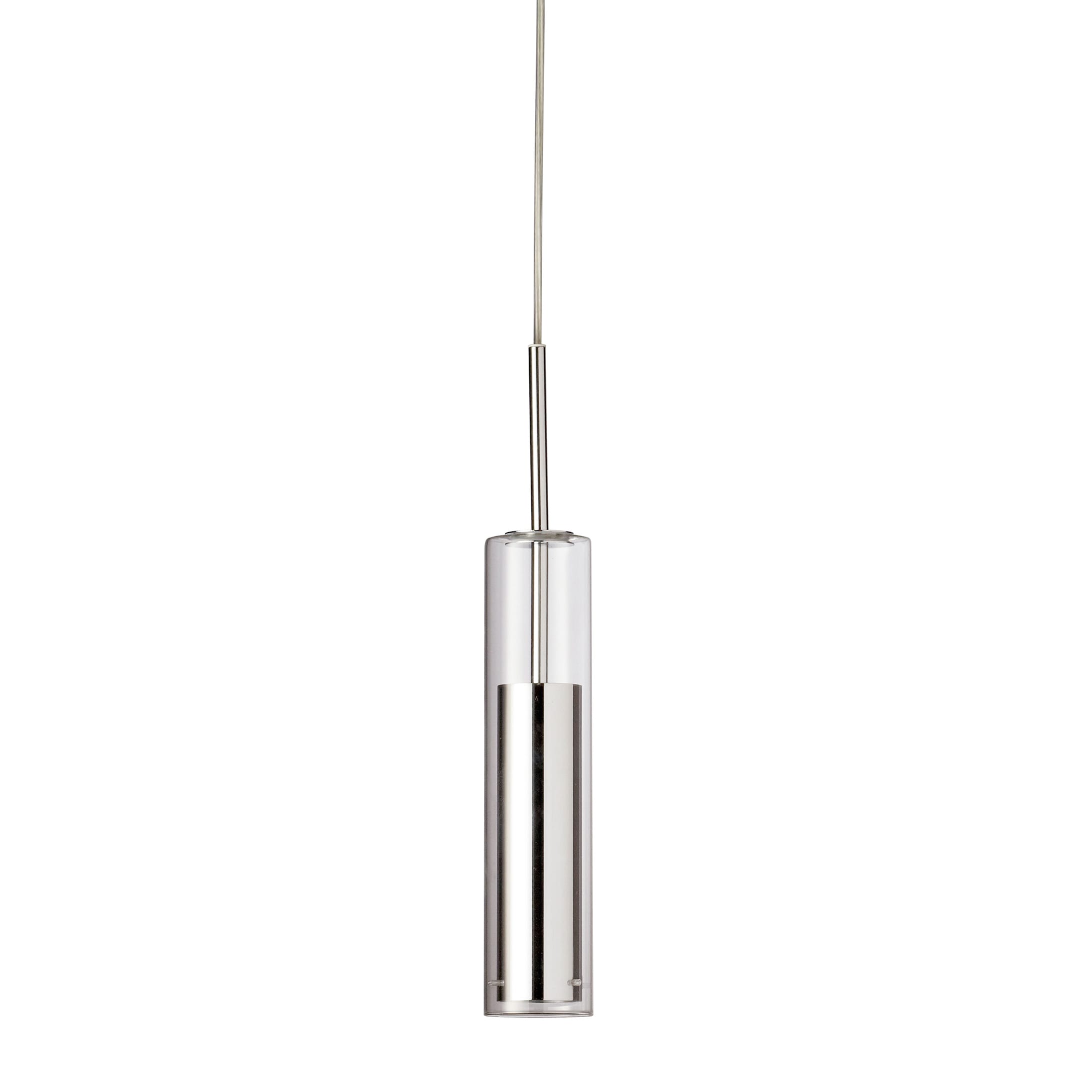 Dainolite LUN-1LEDP-PC Luna 1 -Light Polished Chrome Modern/contemporary Clear glass Cylinder Integrated LED Mini Hanging Pendant light