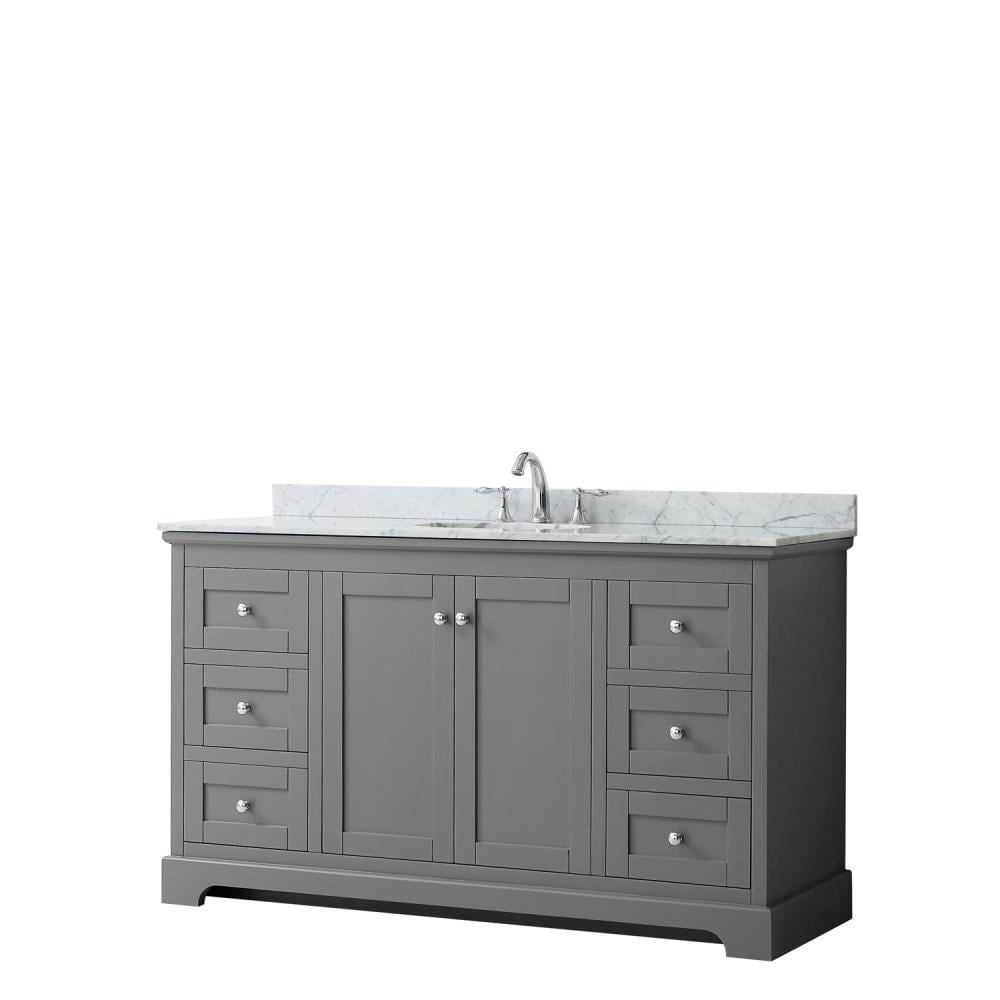 Wyndham Collection WCV232360SKGCMUNOMXX Avery 60-in Dark Gray with Polished Chrome Trim Undermount Single Sink Bathroom Vanity with White Carrara Marble Natural Marble Top