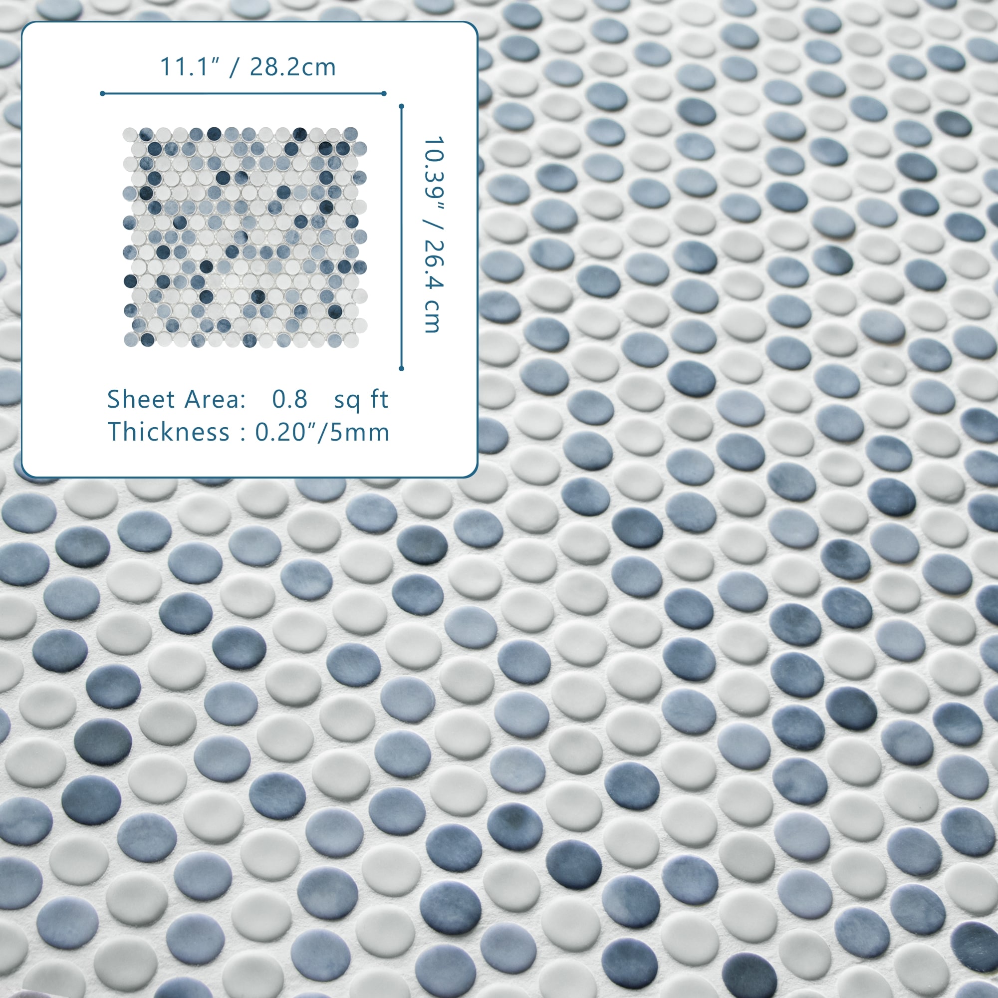 12" x 12" Black Matte Glass Pebble Mosaic Tile