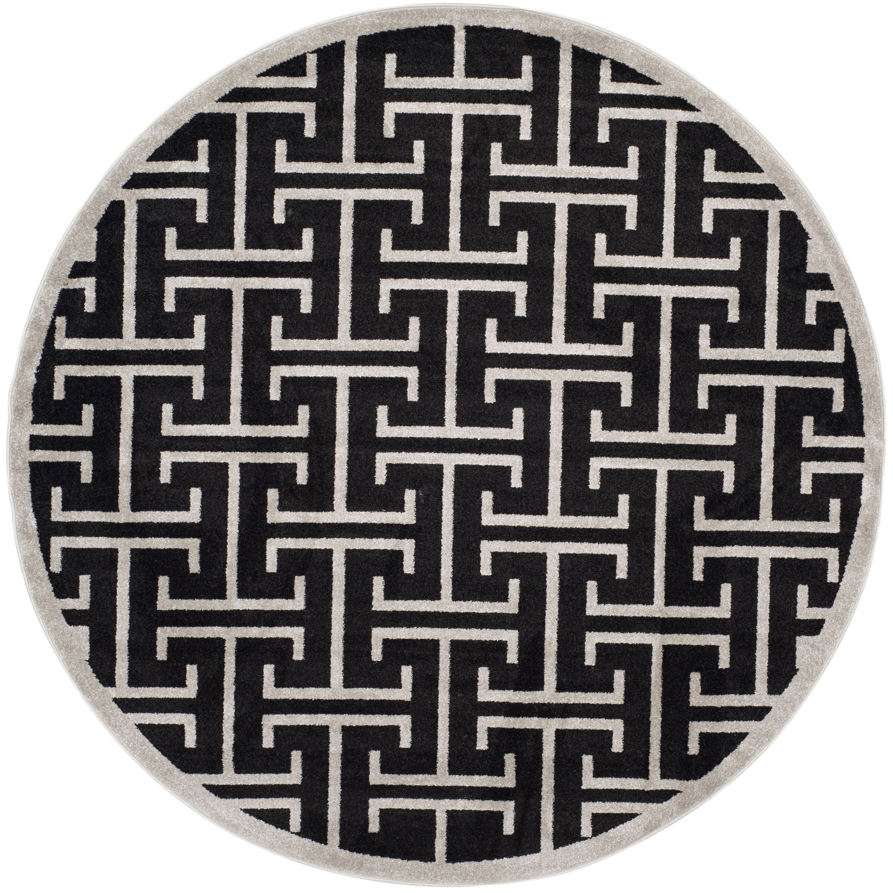 Safavieh AMT404G-7R Amherst Jenette 7 x 7 (ft) Loomed Synthetic Anthracite/Light Gray Round Indoor/Outdoor Abstract Farmhouse/Cottage Area rug