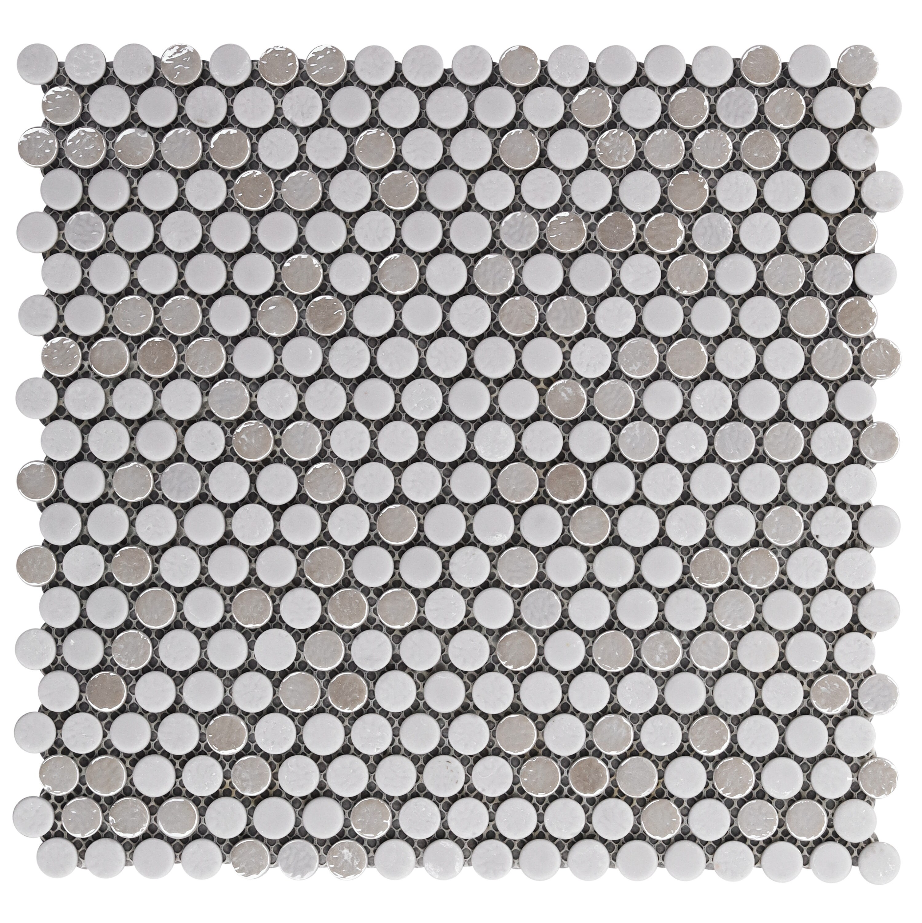 Kravitz Penny 11.61 in. x 11.96 in. Polished Glass Mosaic Floor and Wall Tile (0.96 Sq. Ft. / Each)