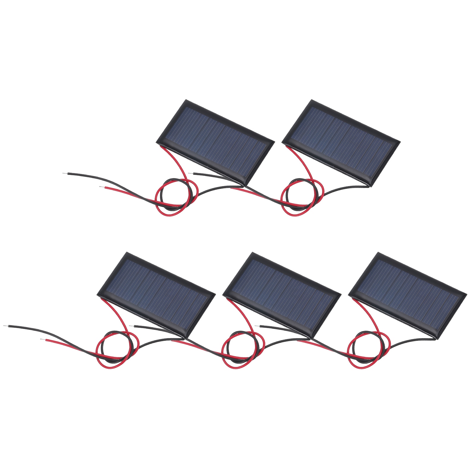 Unique Bargains 5pcs 5V 0.225W 45mA Mini Solar Panels Small Polycrystalline Solar Cell Panel with 2 Cable for DIY Electric Toy Materials Kits Charger 53mm x 30mm