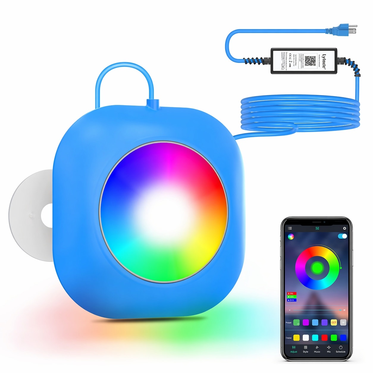 Vrbgify  LED Pool Light for Above Ground and Inground Pools APP Control RGB Magnetic Submersible 20W 800lm Dimmable IP68 Waterproof 12V Safe