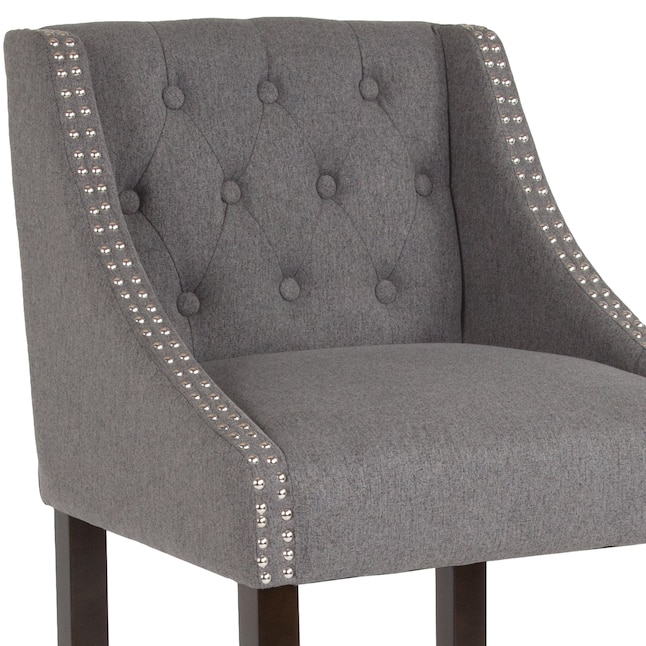 Upholstered Bar Stool In The Stools, Grey Fabric Bar Stools With Studs And Arms