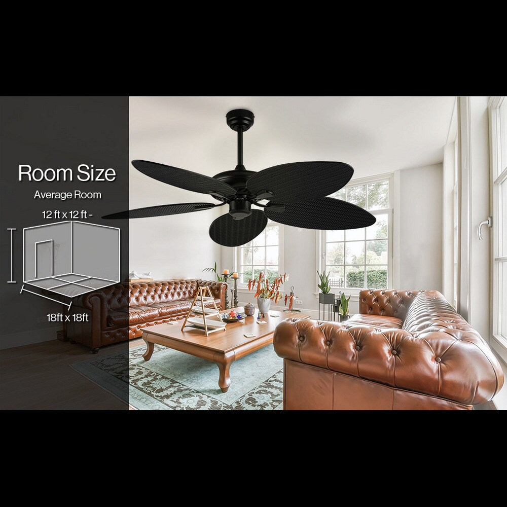 Raffles 52" Dark Brown Palm Blade Ceiling Fan with Remote