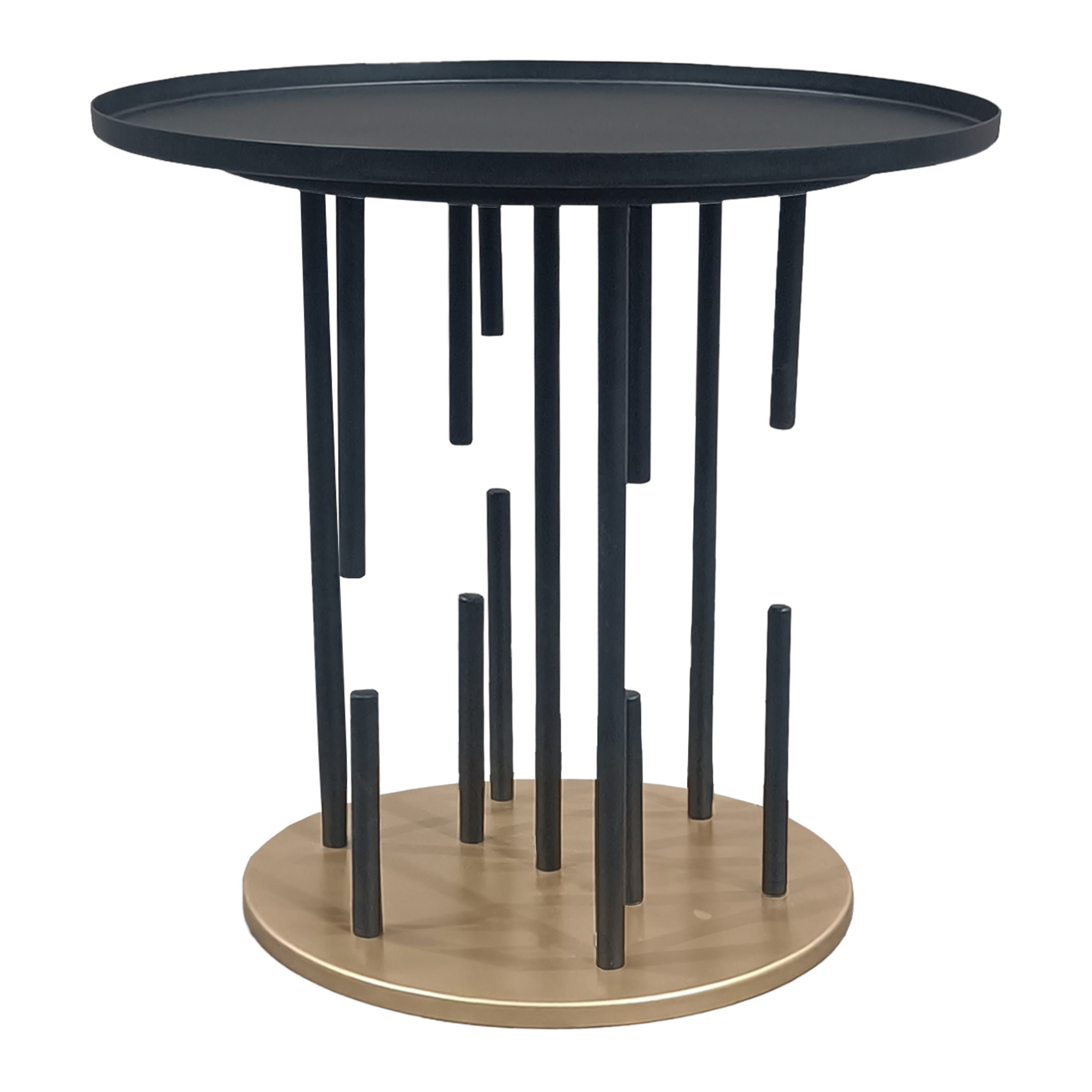 Benzara UPT-298835 20-Inches W x 19.75-Inches H Black, Brass Metal Round Modern End Table Assembly Required