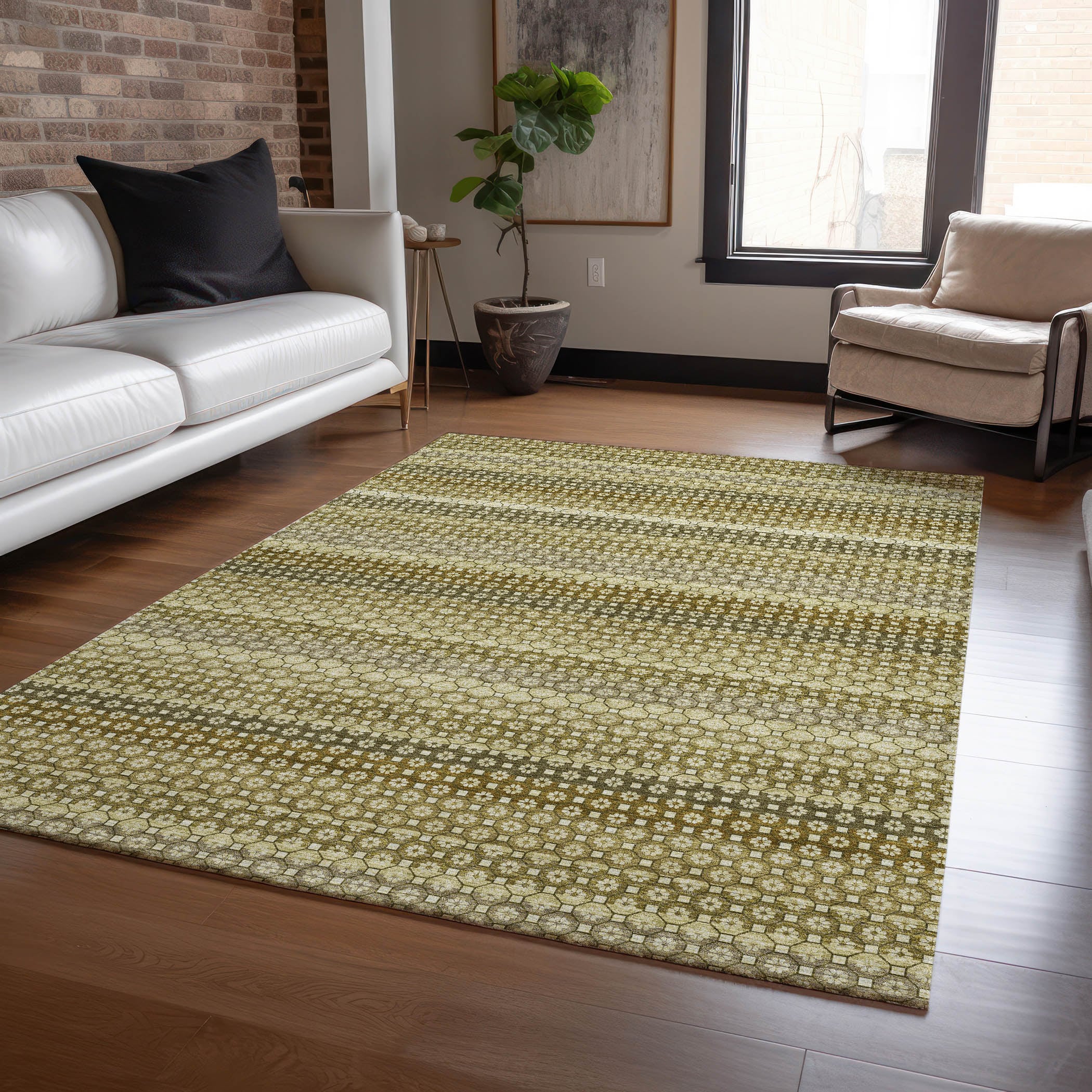 Addison Rugs ACN1419AL8X10 Chantille ACN1419AL 8 x 10 (ft) Polyester Aloe Rectangular Indoor/Outdoor Geometric Machine washable Area rug