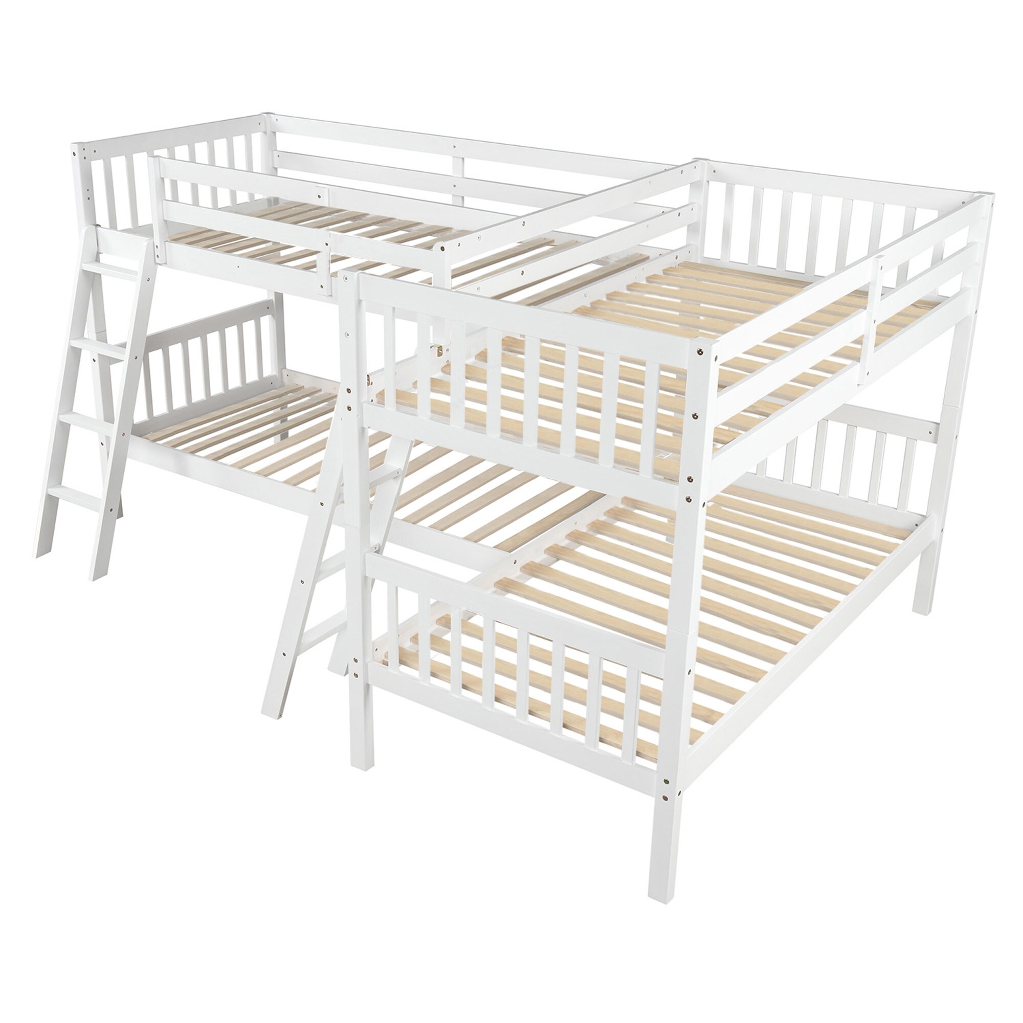 Yiekholo White Twin Over Twin Bunk Bed In The Bunk Beds Department At 