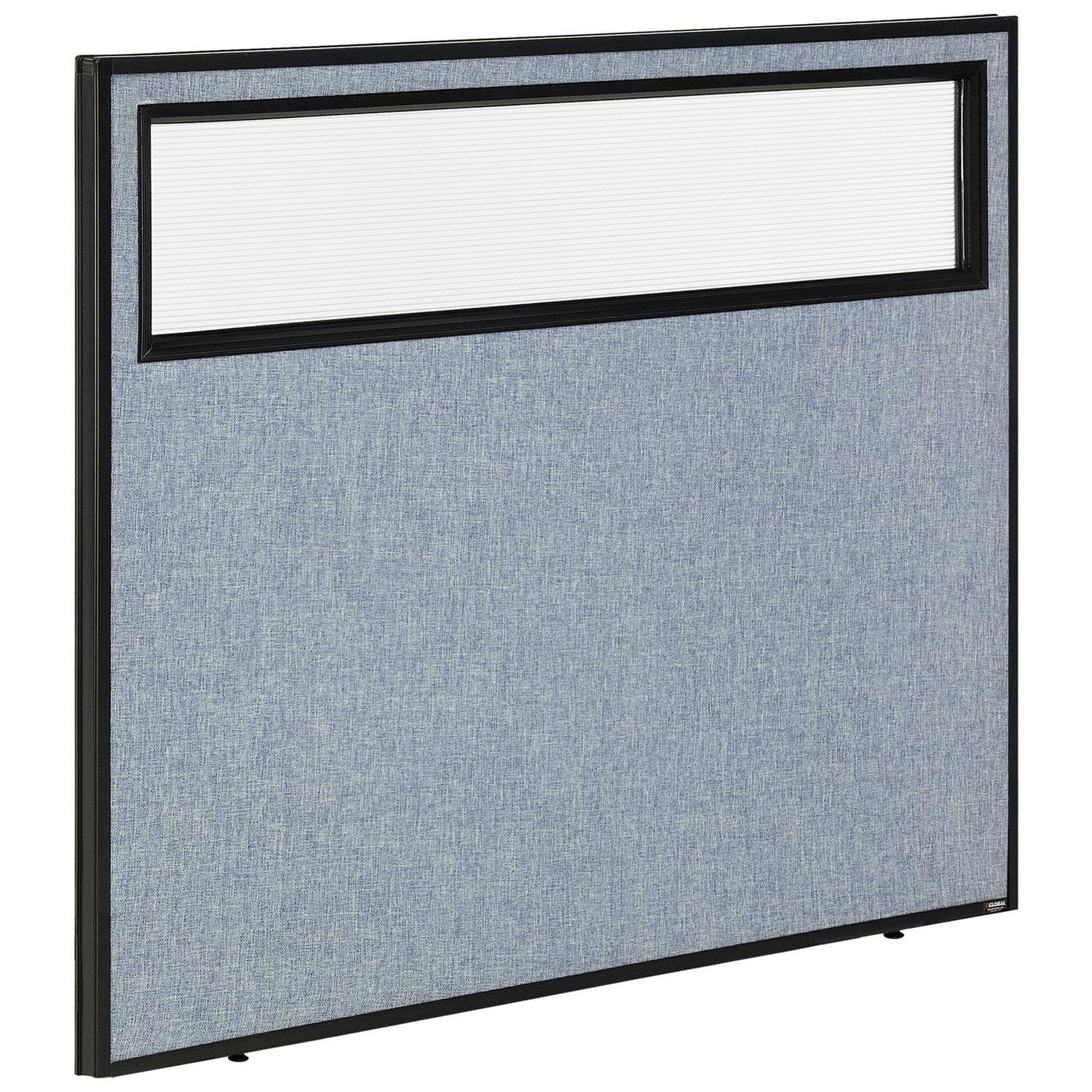 Global Industrial 694755WBL 48-14-inW x 42-inH Office Partition Panel with Partial Window Blue
