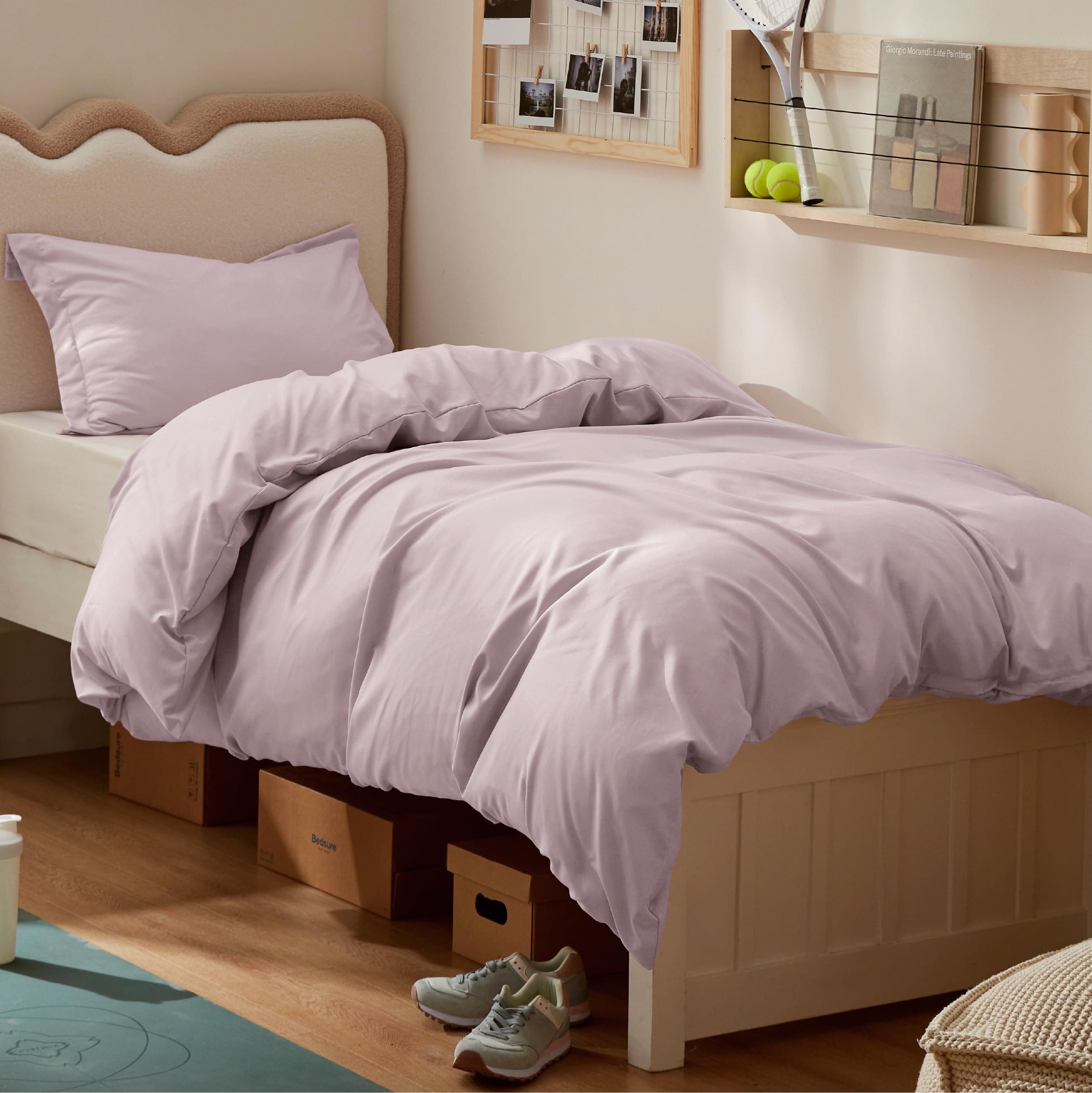Bedsure 68x90 Twin 3-Piece Pink Duvet Cover Set