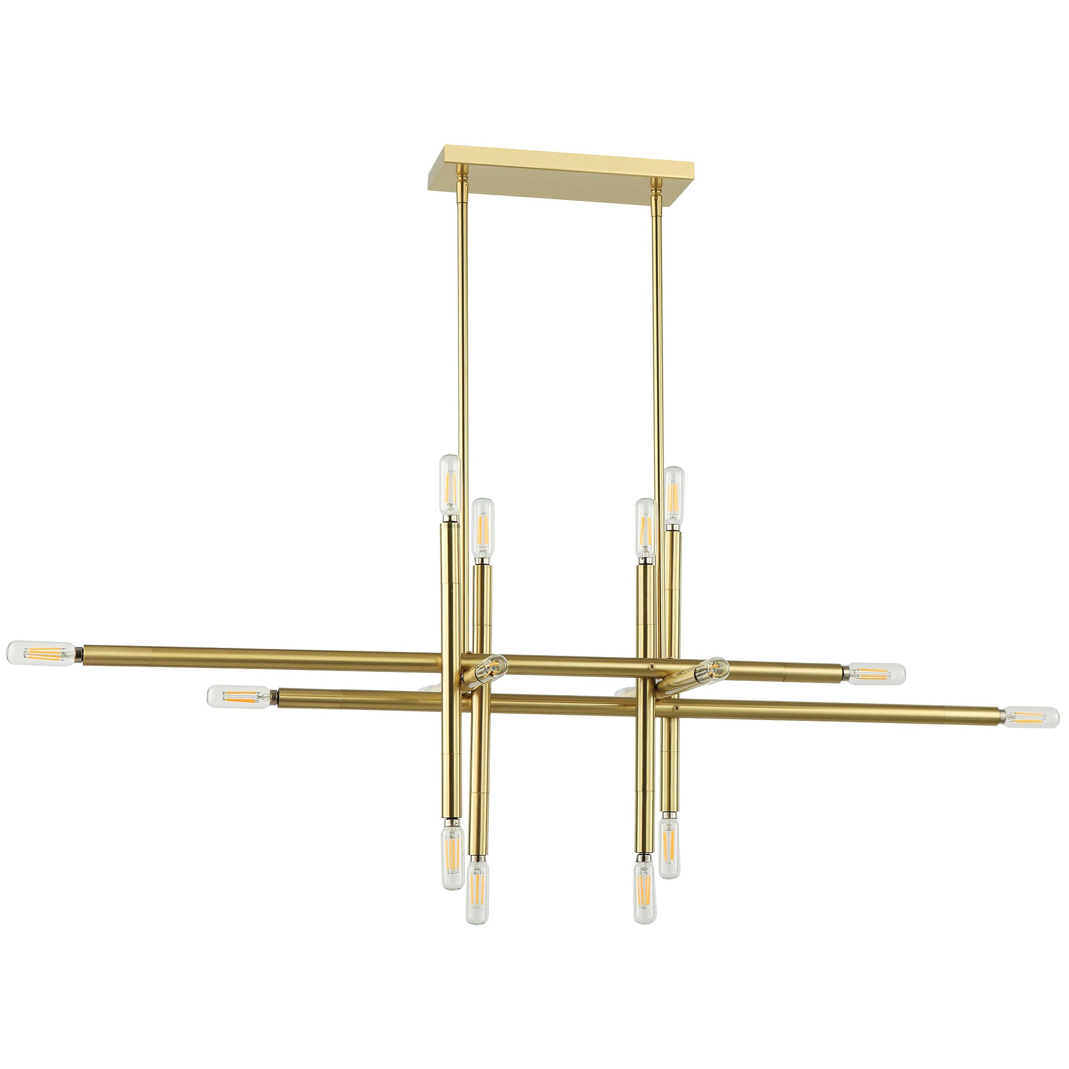 Aged Brass 40" Contemporary Sputnik Chandelier with Black Shades