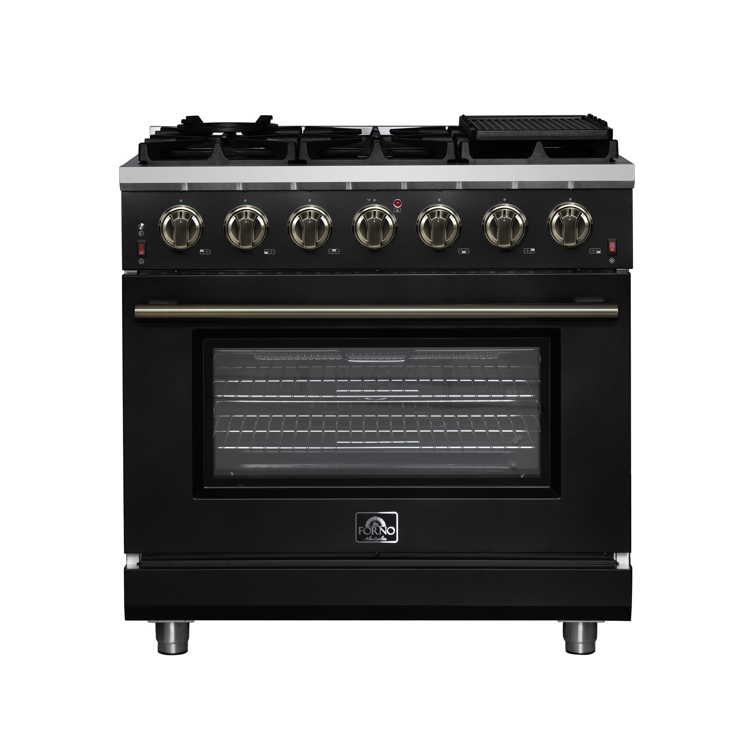 FORNO Massimo 36-in 6 burners 5.36-cu ft Air Fry Convection Oven Freestanding Natural Gas Range ( Black )