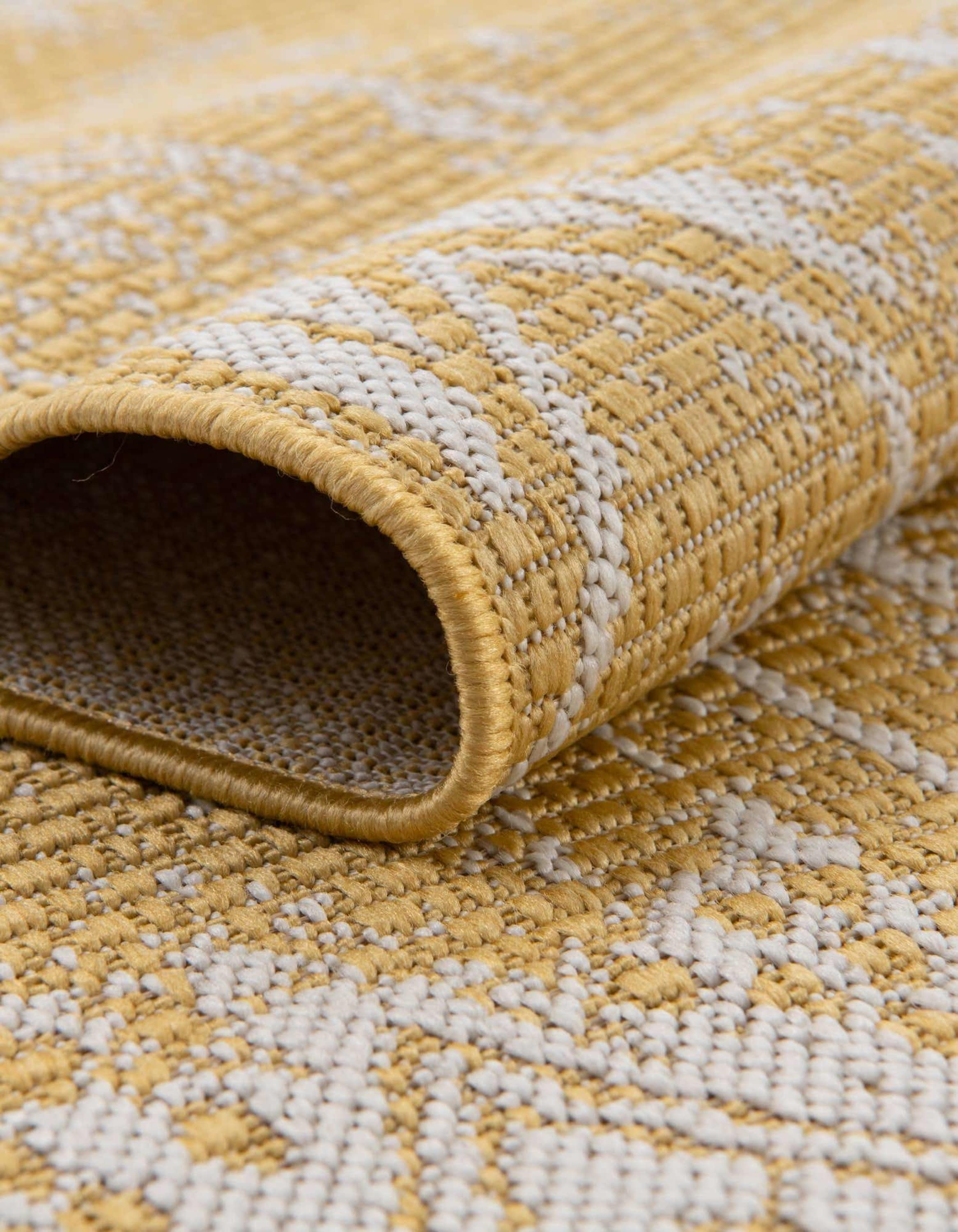 Unique Loom Unique Loom Outdoor Bohemian Collection Area Rug - Anthro (10'  8 Square, Yellow/ Ivory) in the Rugs department at