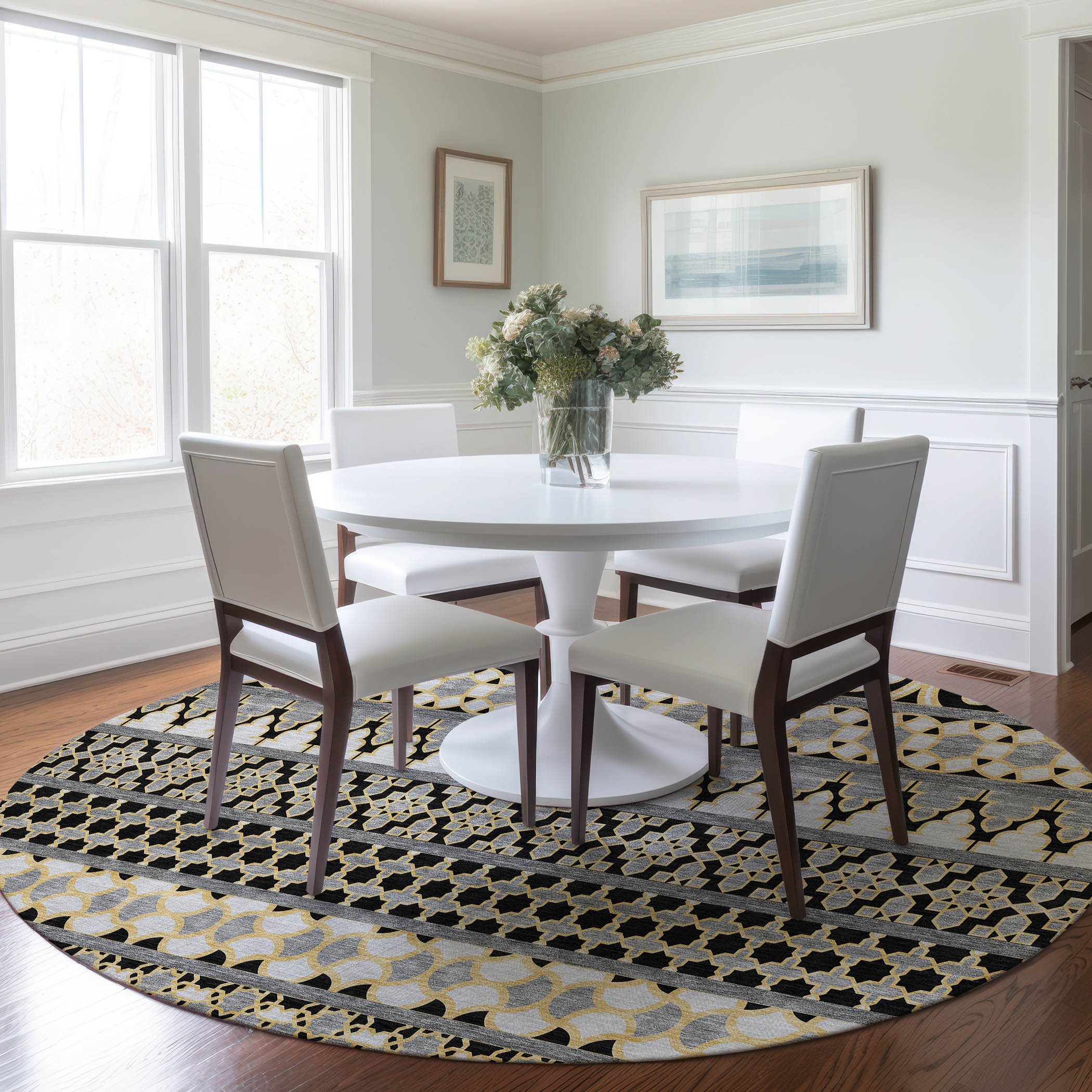Addison Rugs ACN726CC8RO Chantille ACN726CC 8 x 8 (ft) Polyester Charcoal Round Indoor/Outdoor Geometric Machine washable Area rug