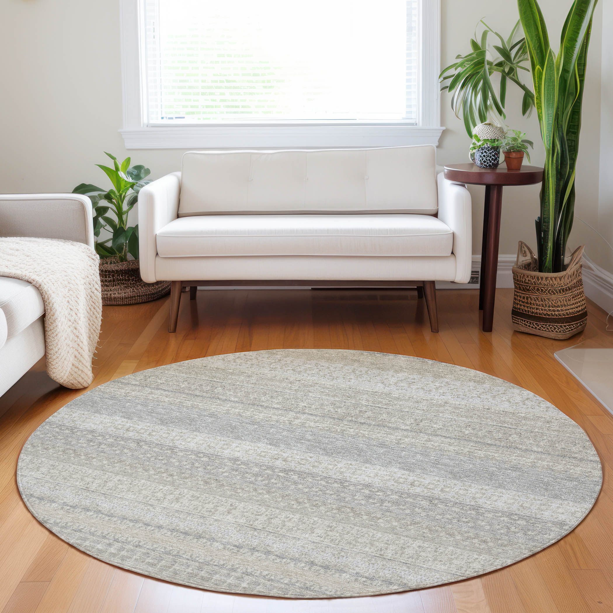 Addison Rugs ACN576IV8RO Chantille ACN576IV 8 x 8 (ft) Polyester Ivory Round Indoor/Outdoor Machine washable Area rug