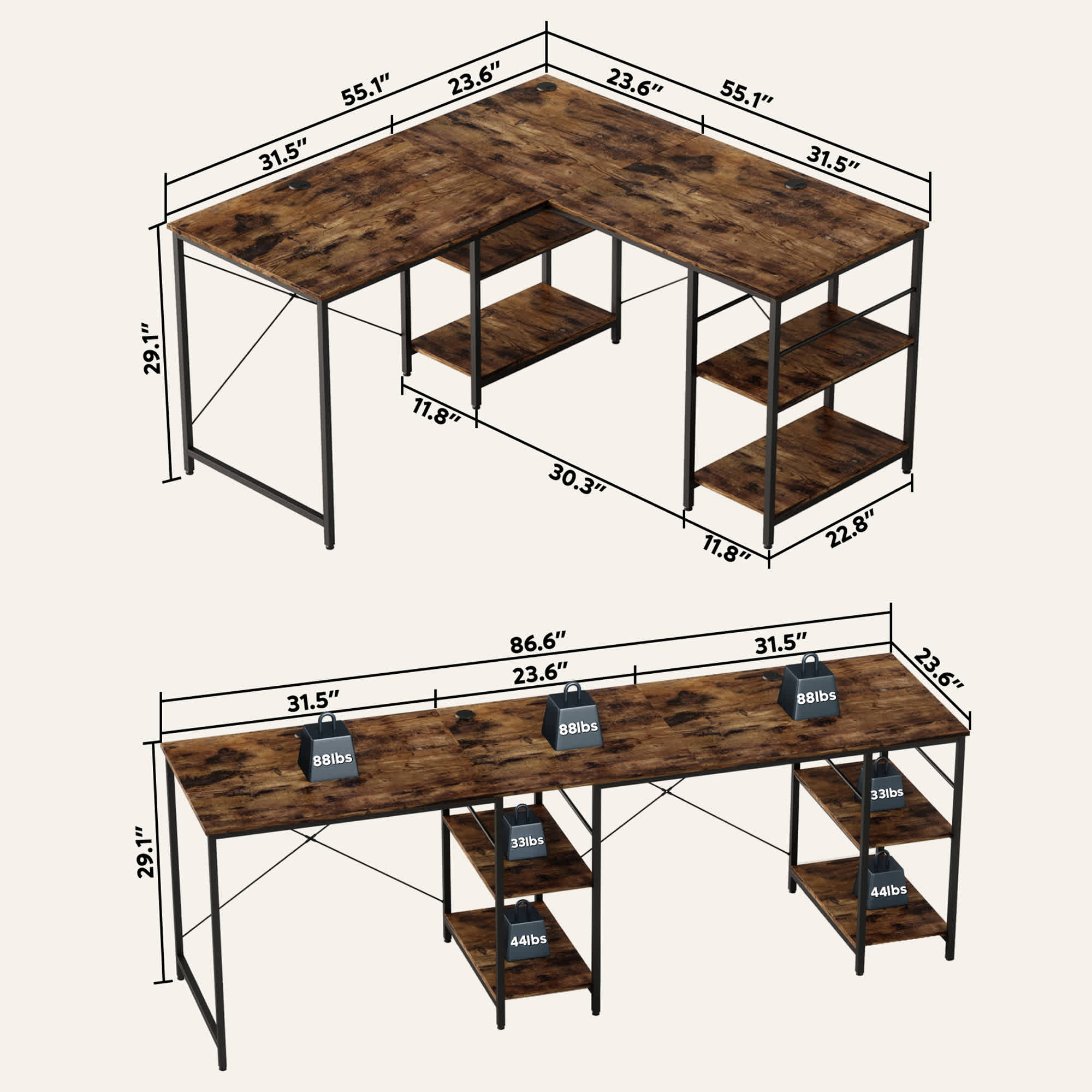Bestier LOW-D464Y-RST desks - View #3