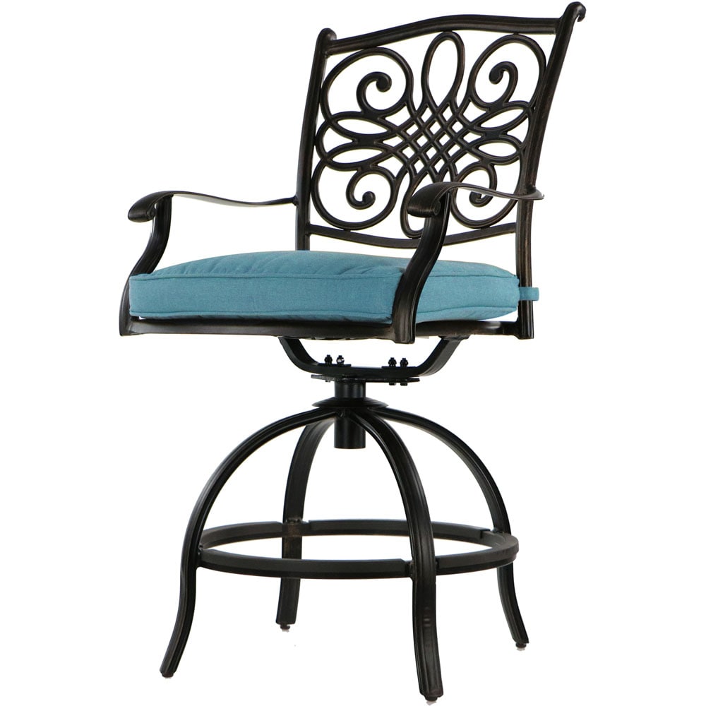 Hanover Blue 5-Piece High-Dining Set with Swivel Chairs and Cast-Top Table
