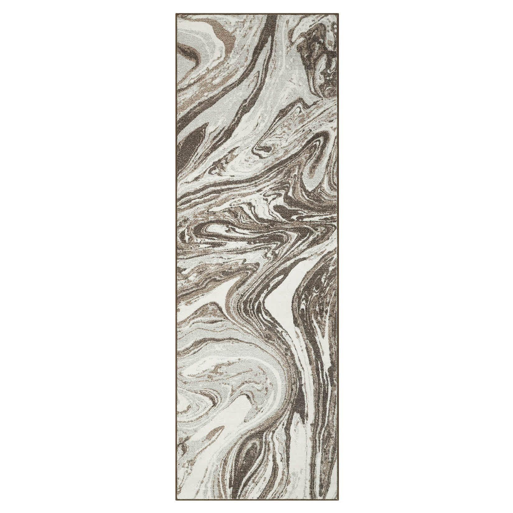 Qeetex SUNNY-PHK-33TANJKH 2 x 6 ft Polyester Taupe Rectangular Indoor Abstract Modern Machine Washable Runner Rug