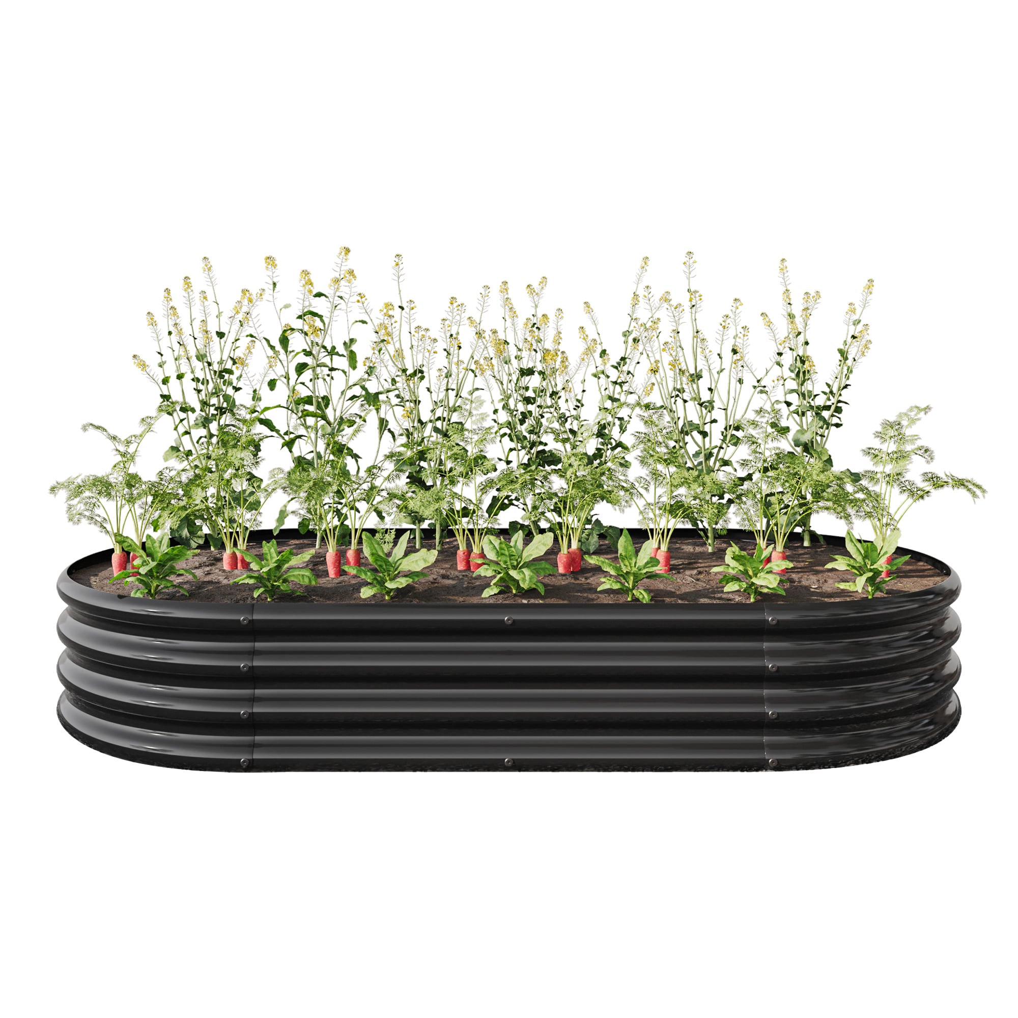 LETILY URZXT3TF 17-cu ft 35.43-in W x 70.86-in L x 11.42-in H Black Metal Raised Garden Bed