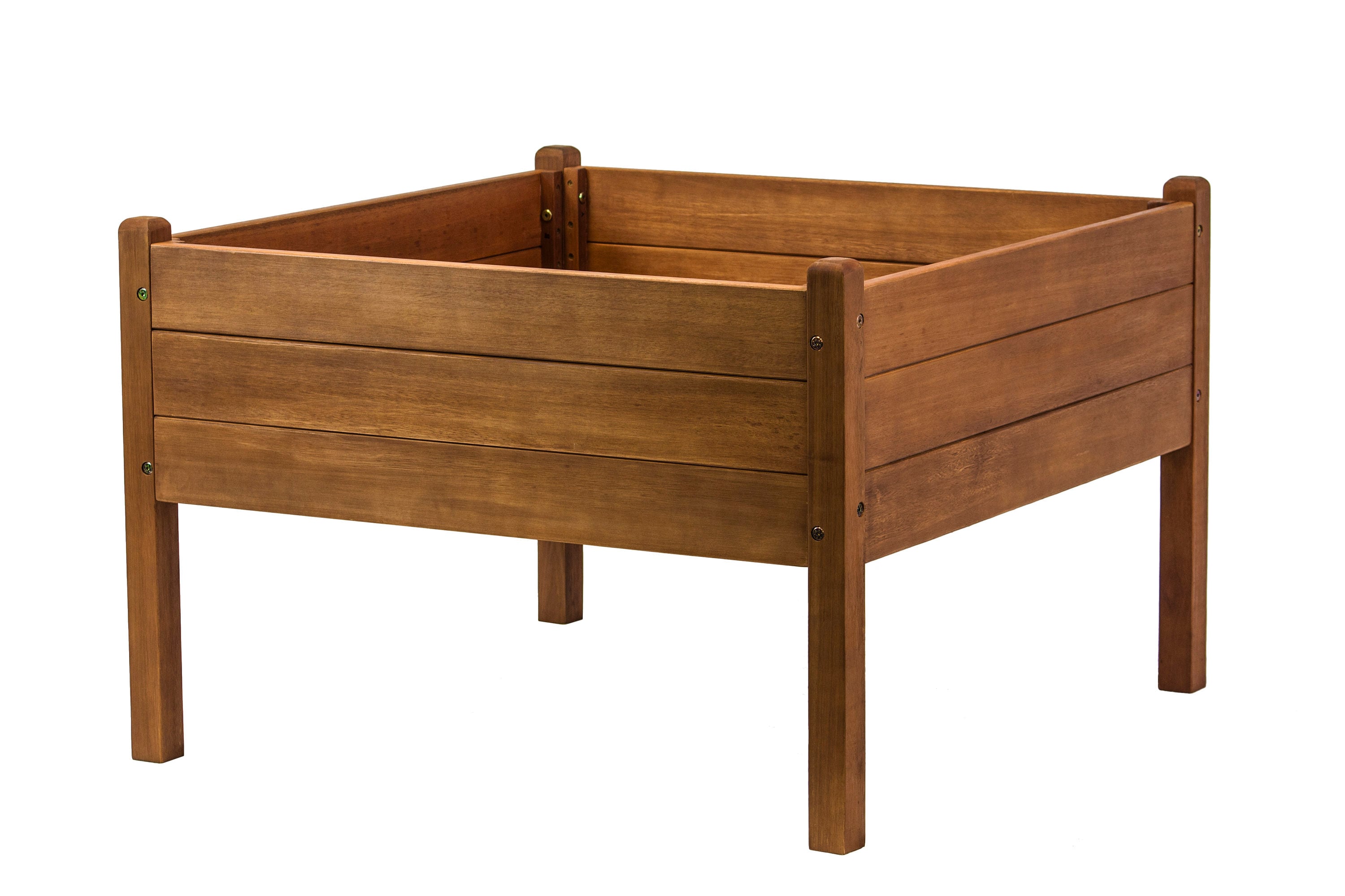 Good Ideas GW-EUC3X3-RED 36-Inches W x 36-Inches L x 24-Inches H Eucalyptus Brown Wood Raised Garden Bed