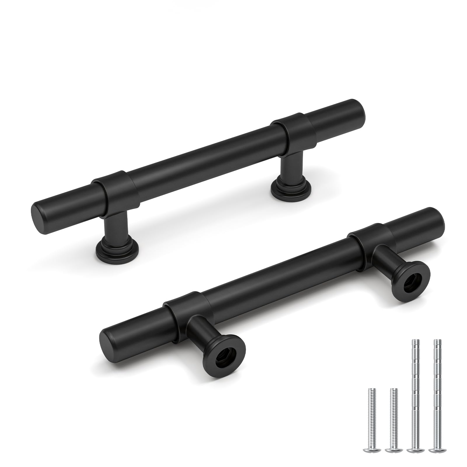 SenQWFa  10 Pack Black Cabinet Pulls 3 Inch Hole to Hole Kitchen Drawer Handles T Bar Hardware for Cupboard Bathroom Dresser Furniture