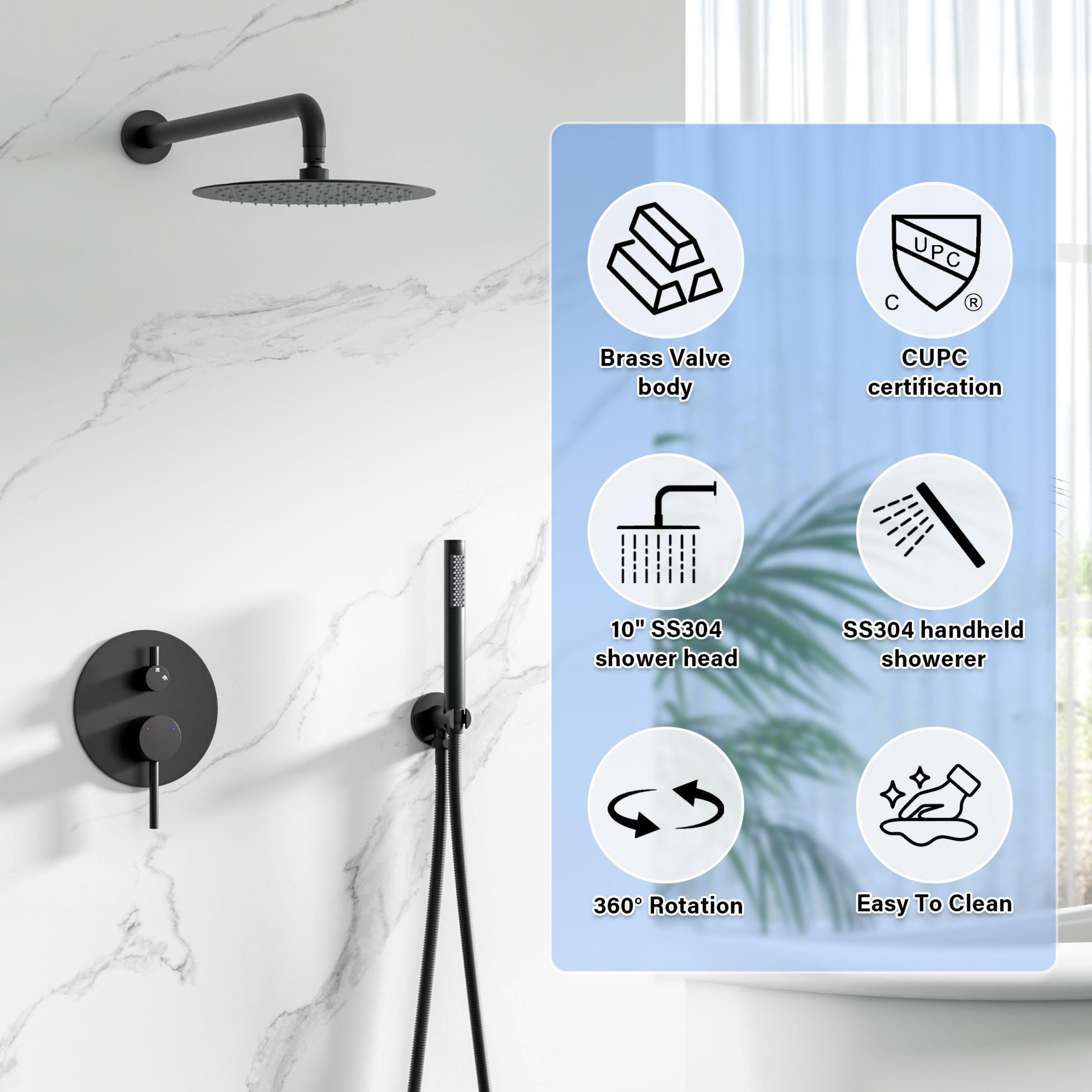 WELLFOR ZQ8001B Showerhead-Bar-Panels - View #8