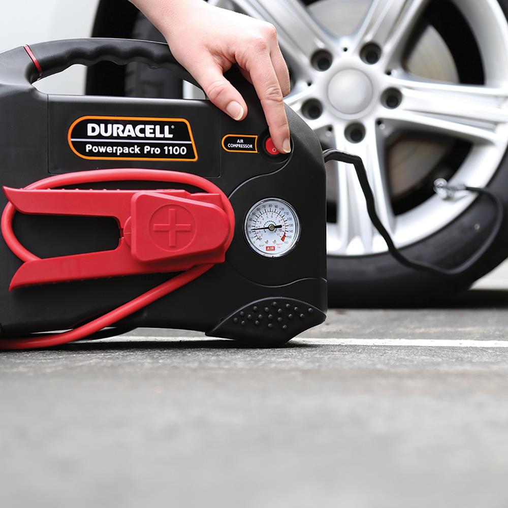 Duracell PowerPack Pro 1100 Car Battery Jump Starter with AC Outlets USB Ports and Air Compressor at Lowes