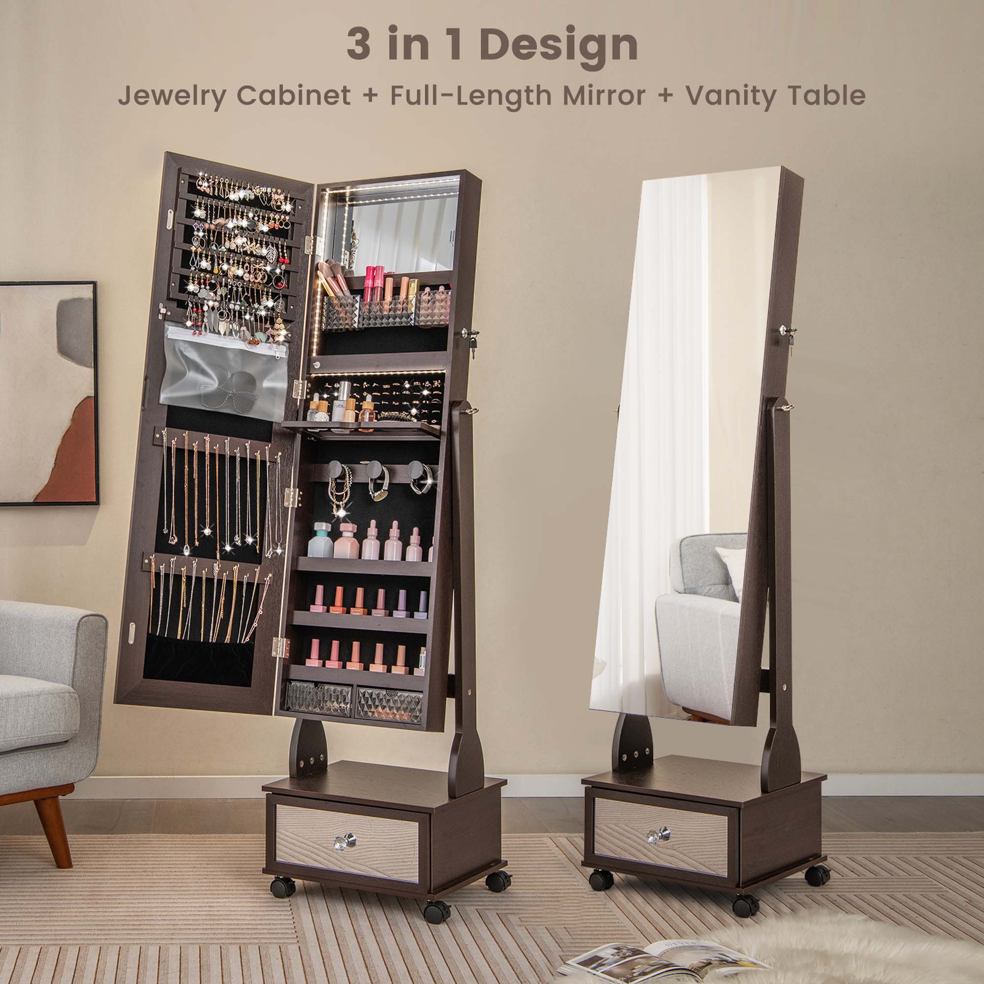 Costway CSHY000182 Jewelry-Armoires - View #5