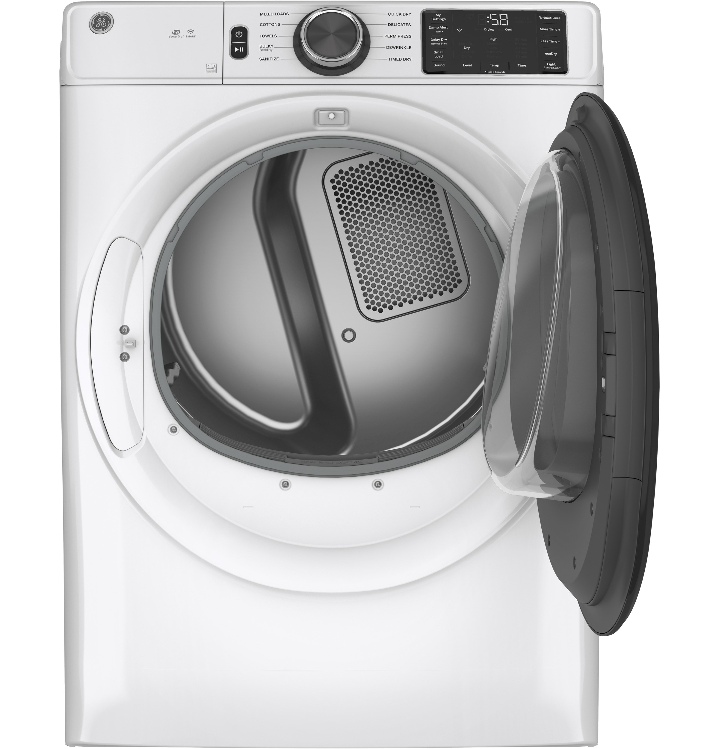 GE 7.8-cu ft Stackable Smart Electric Dryer (White) ENERGY STAR in