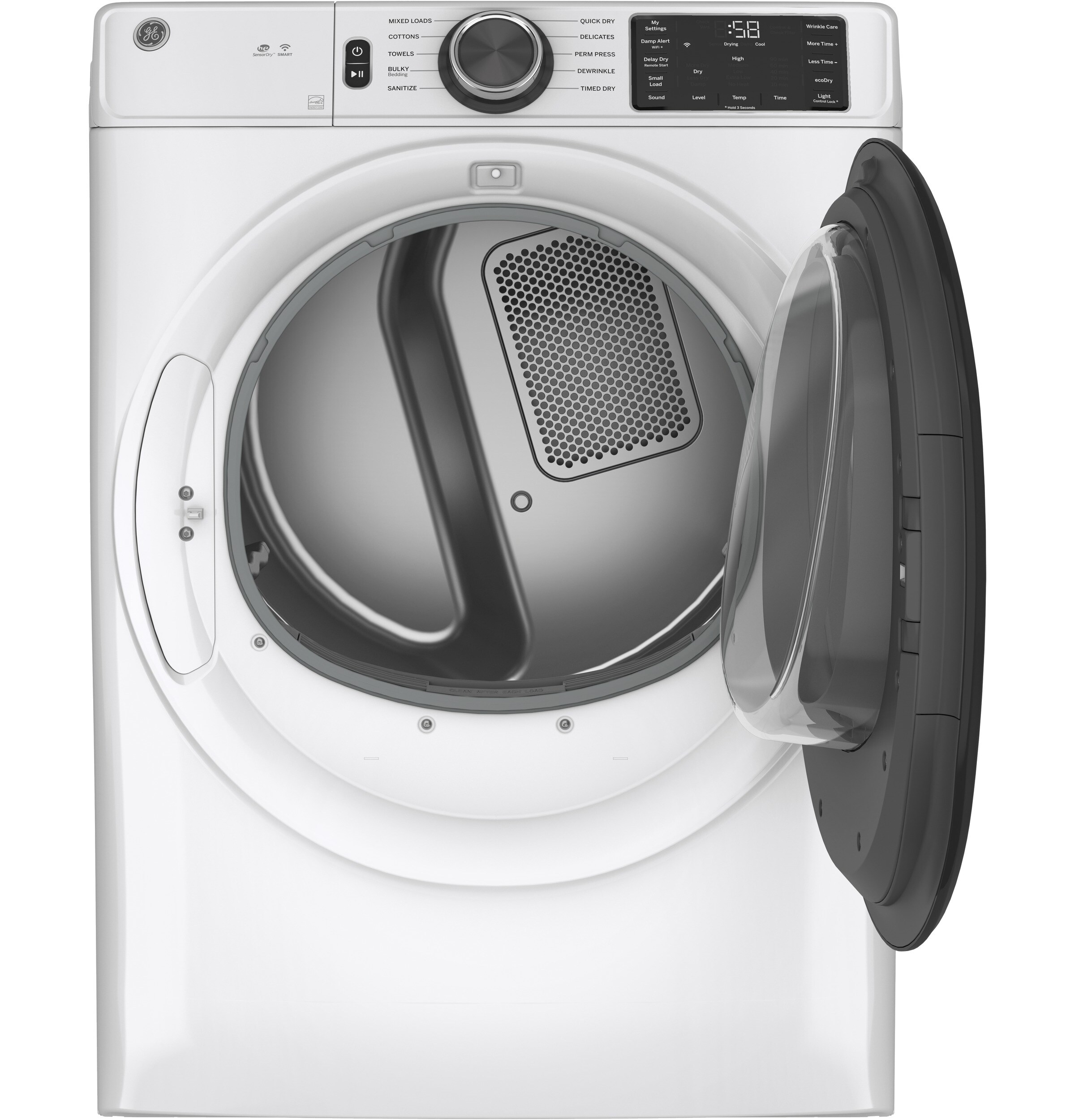 GE 7.8-cu ft Stackable Smart Electric Dryer (White) ENERGY STAR