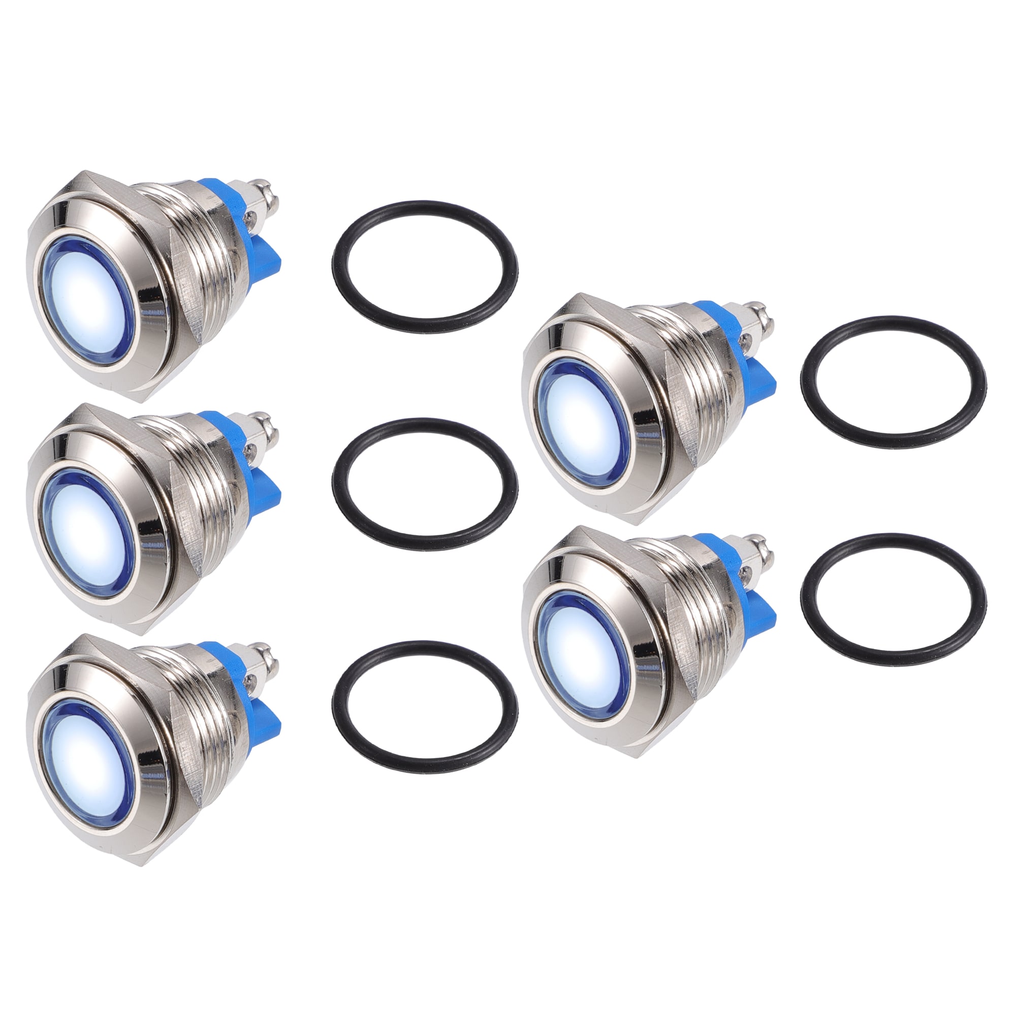Unique Bargains 5pcs LED Indicator Light 16mm 12V AC DC Metal Shell Waterproof Pilot Dash Signal Lamp for Car Truck Boat Interior White