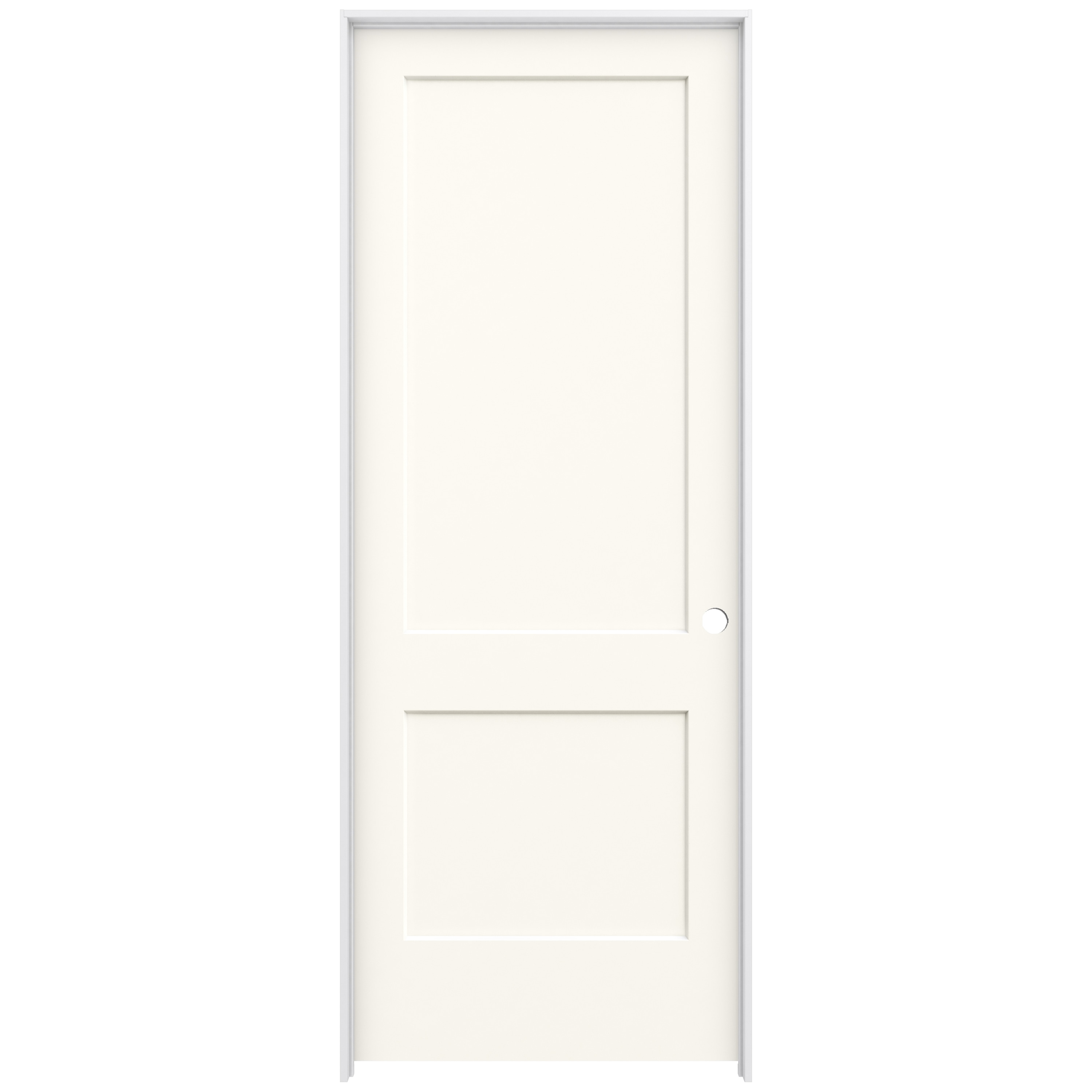 JELD-WEN JWPRO226100864 36-in x 96-in Primed Hollow core 2-panel square Left hand Smooth Primed Molded composite Flat Jamb Single Prehung Interior Door