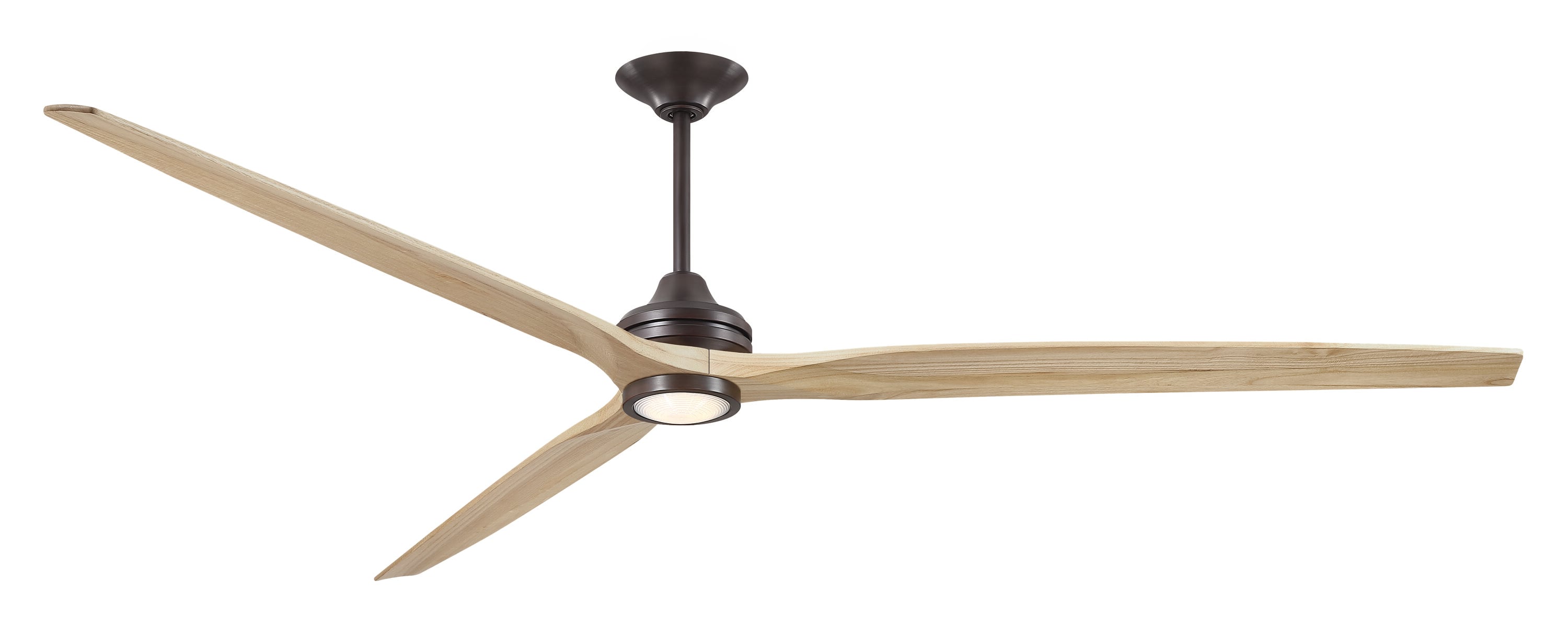 Fanimation FPD6721BDZ-96N-LK Spitfire 96-Inches Dark Bronze with Natural Blades Color-Changing Integrated LED Fixture Indoor/Outdoor Downrod mount Smart Compatible Propeller Ceiling Fan With Light and Remote ( 3 -Blade)
