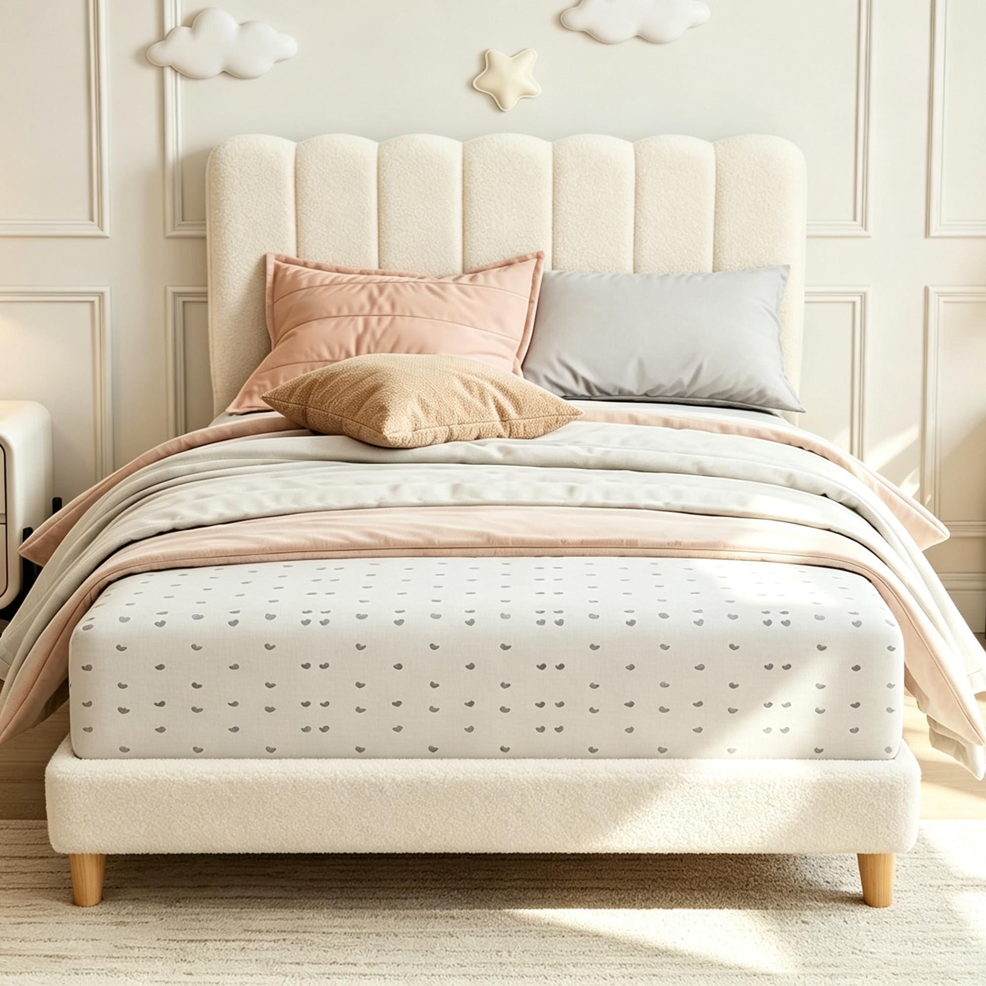 GarveeLife Queen Bed Frame Platform Bed with Headboard Low Profile Bed ...