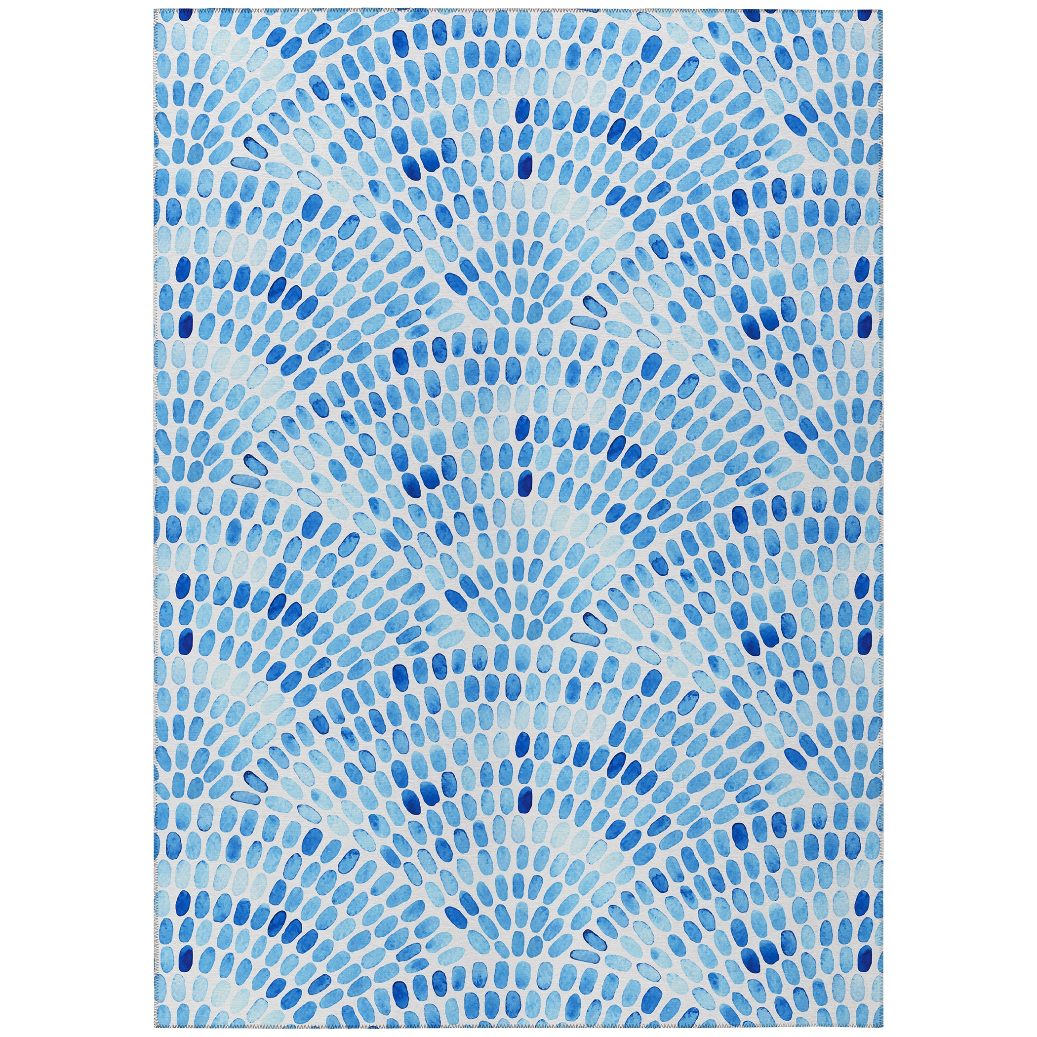 Blue Gradient Chenille Flat Woven Rectangular Rug 3' x 5'