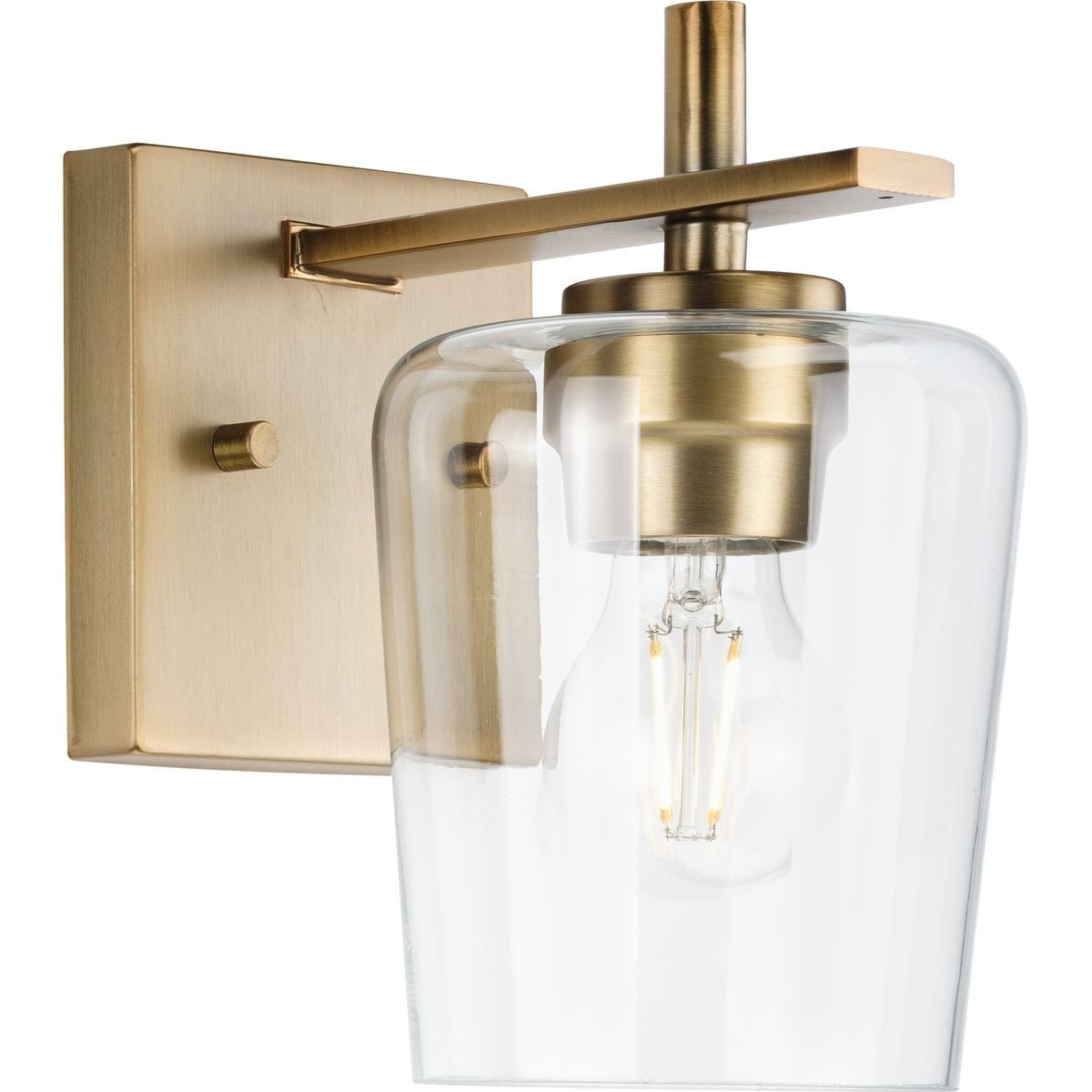 Calais Vintage Brass Dimmable Wall Sconce with Clear Glass Shade