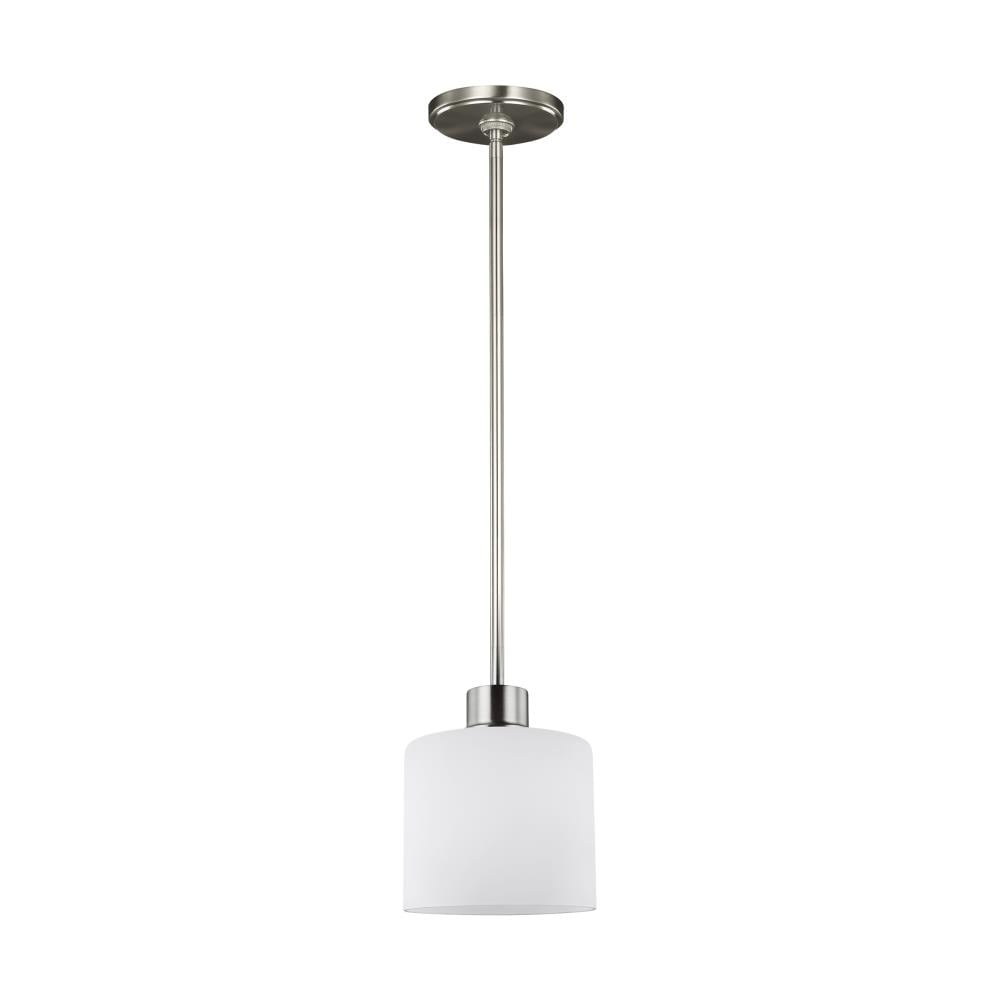 Generation Lighting 6128801-962 Canfield 1 -Light Brushed Nickel Modern/contemporary Etched glass Cylinder Mini Outdoor Hanging Pendant light