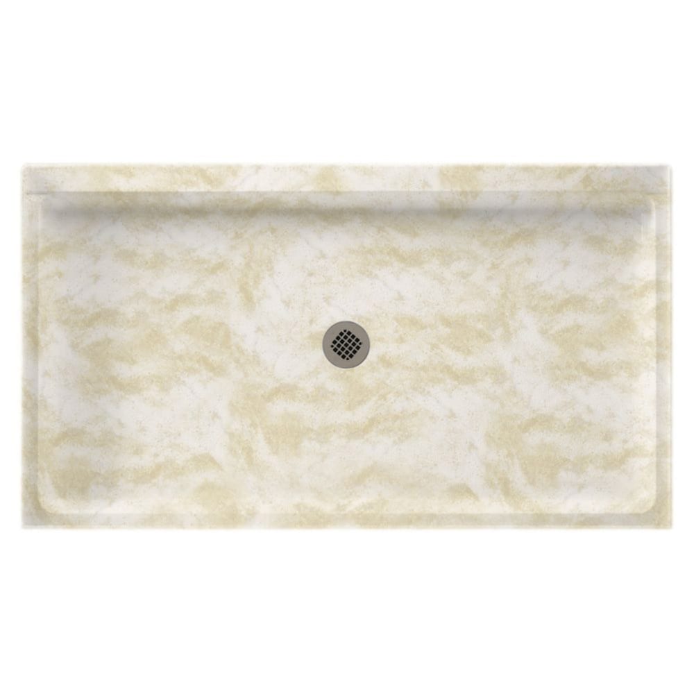Swanstone SF03260MD.125 32-in W x 60-in L x 5.5-in H Cloud White Neo-angle Shower Pan Base (Center Drain)