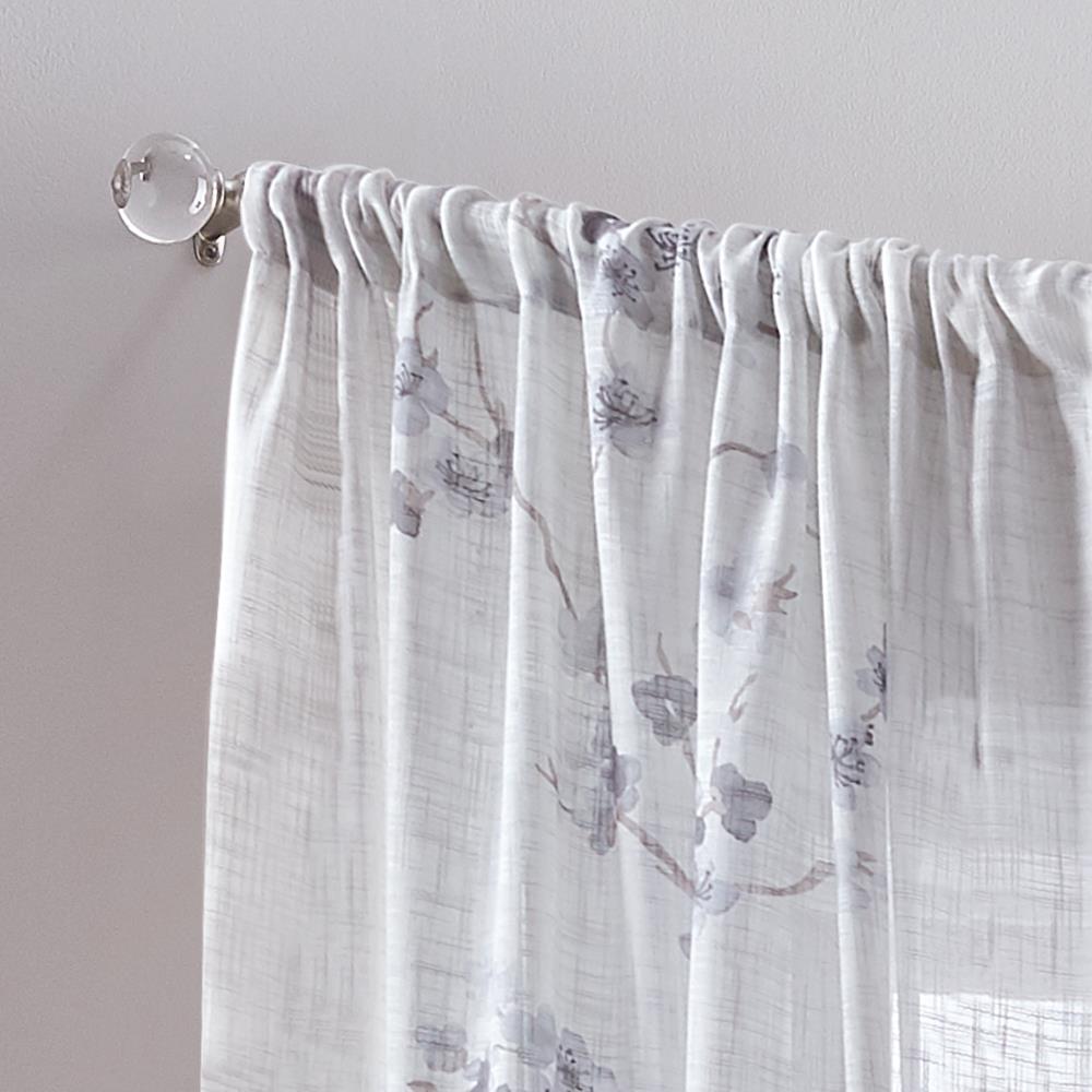 CHF 95-in Grey Sheer Rod Pocket Single Curtain Panel in the Curtains ...