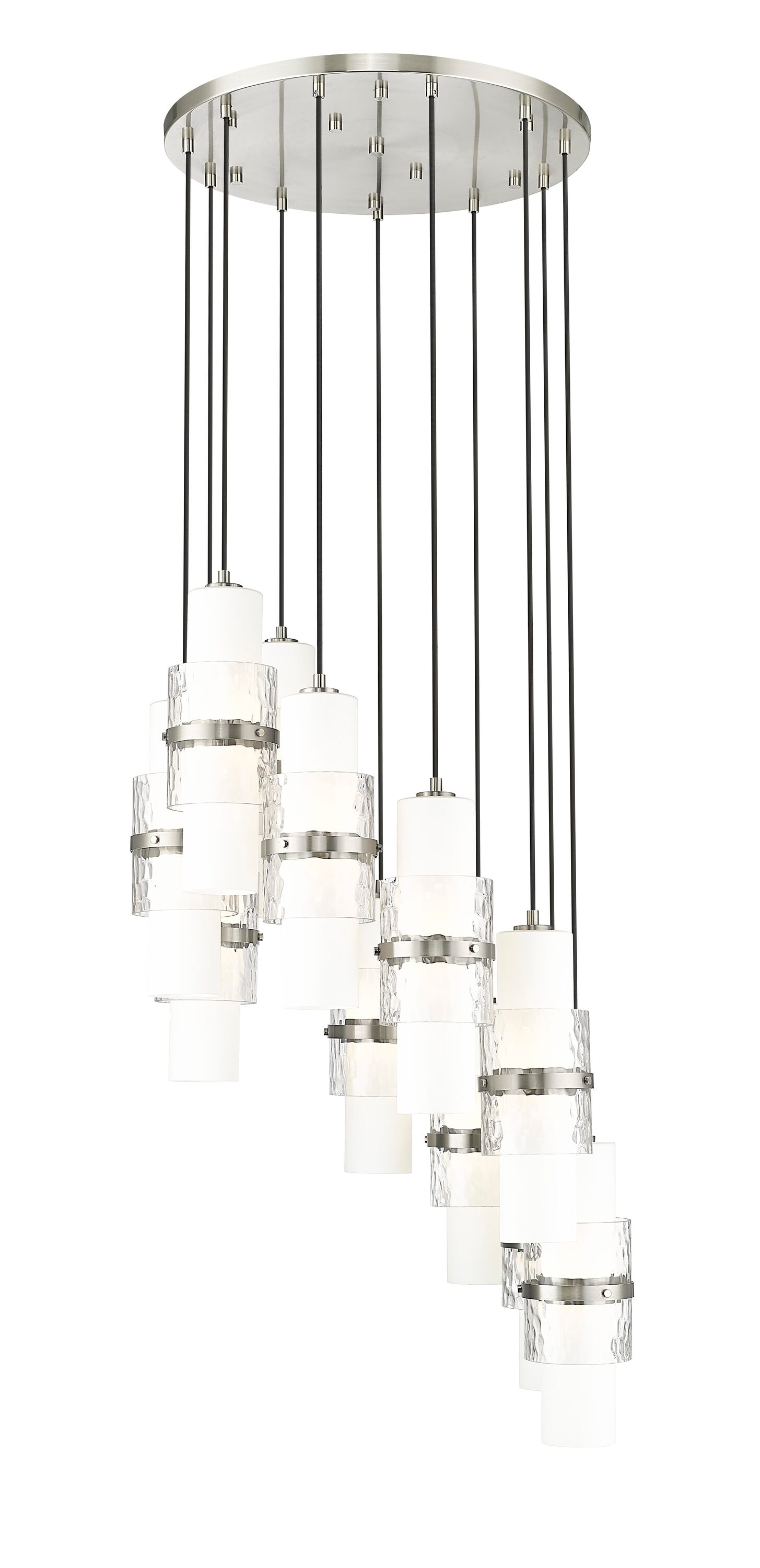 Cayden 24" Brushed Nickel Chandelier with Etched Opal Glass