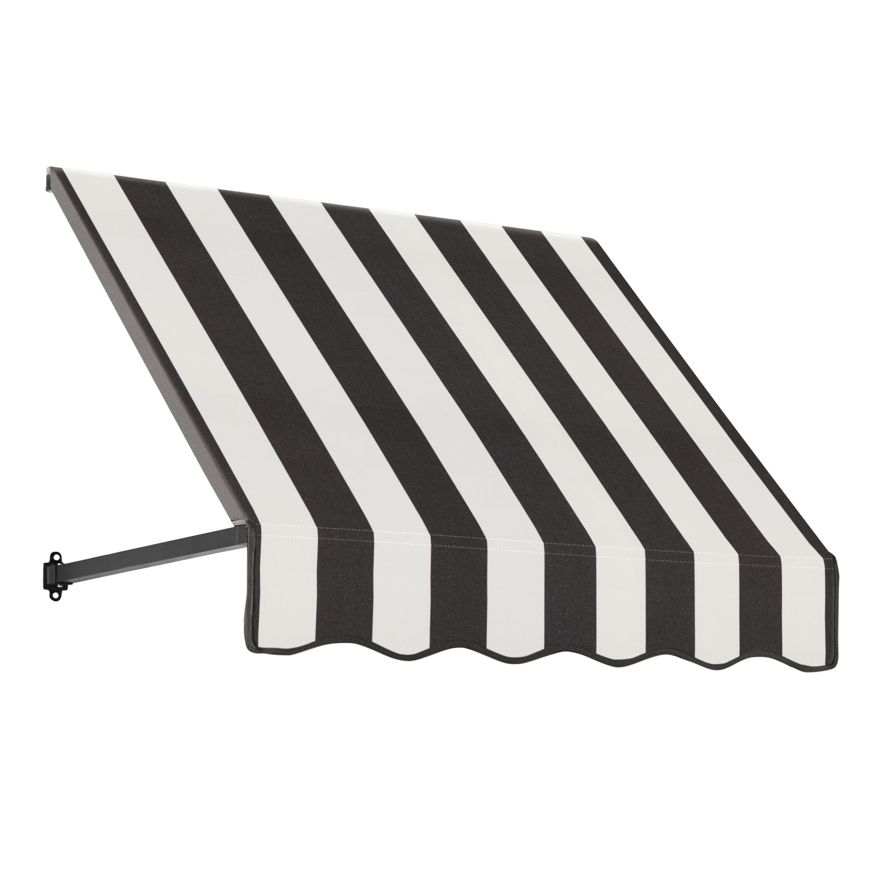 Awntech RR22-L-3KW Dallas Retro 40.5-in Wide x 24-in Projection x 31-in Height Fabric Black/White Stripe Striped Fixed Window/Door Awning